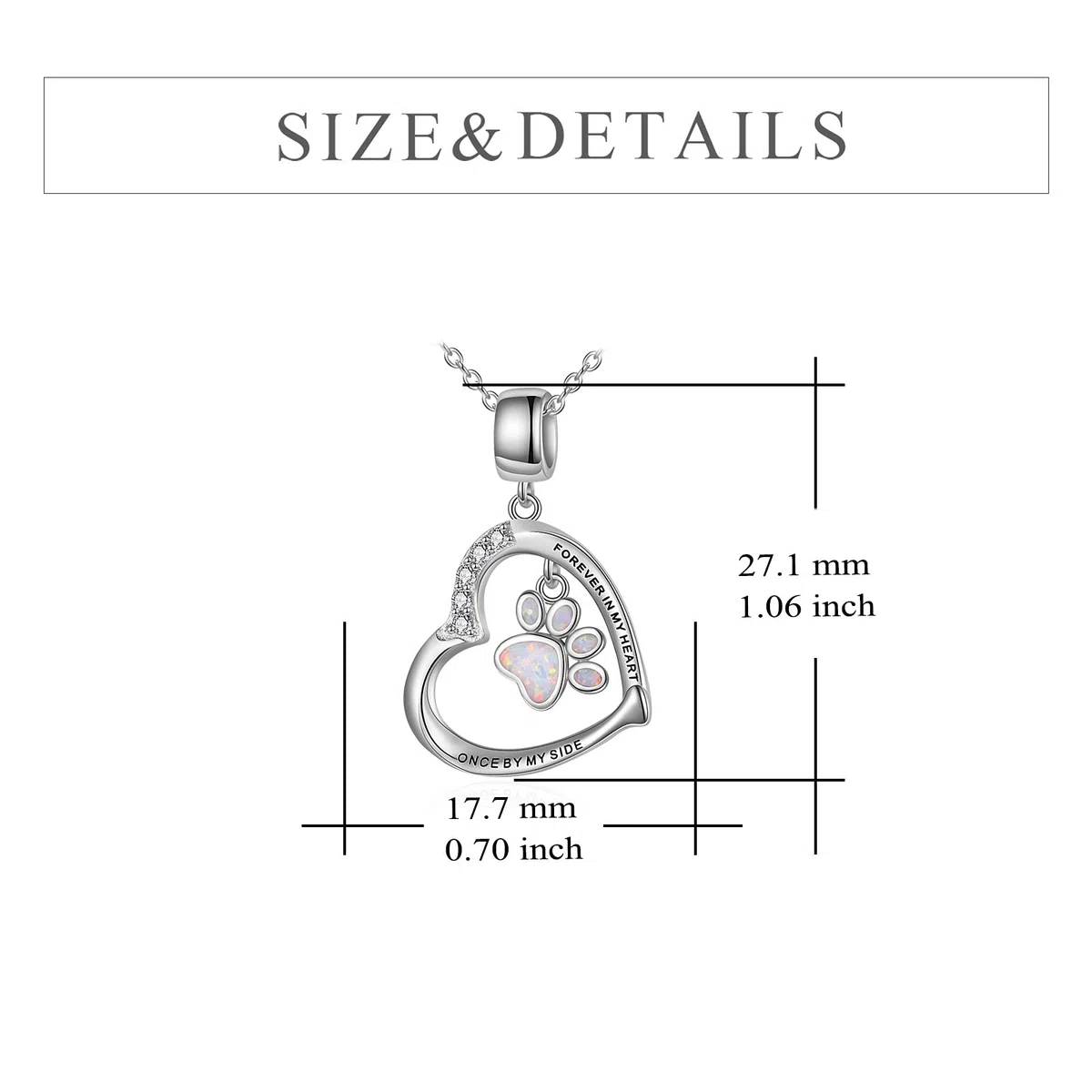 YFN Collar de ópalo con diseño de corazón de corazón de plata de ley para niñas, Plata esterlina, Cubic Zirconia