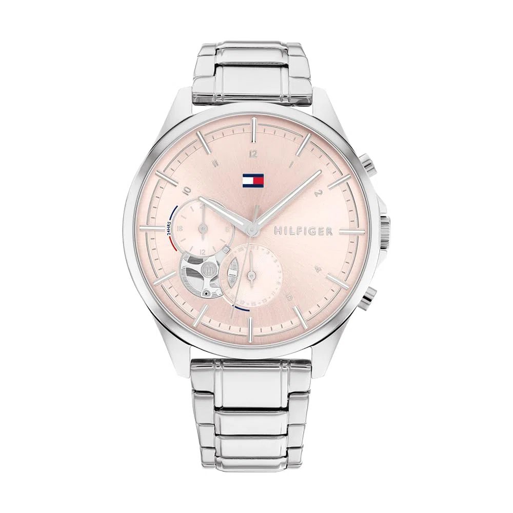 Tommy Hilfiger Reloj Analógico de Cuarzo Multifunción para Mujer con Correa de Acero Inoxidable