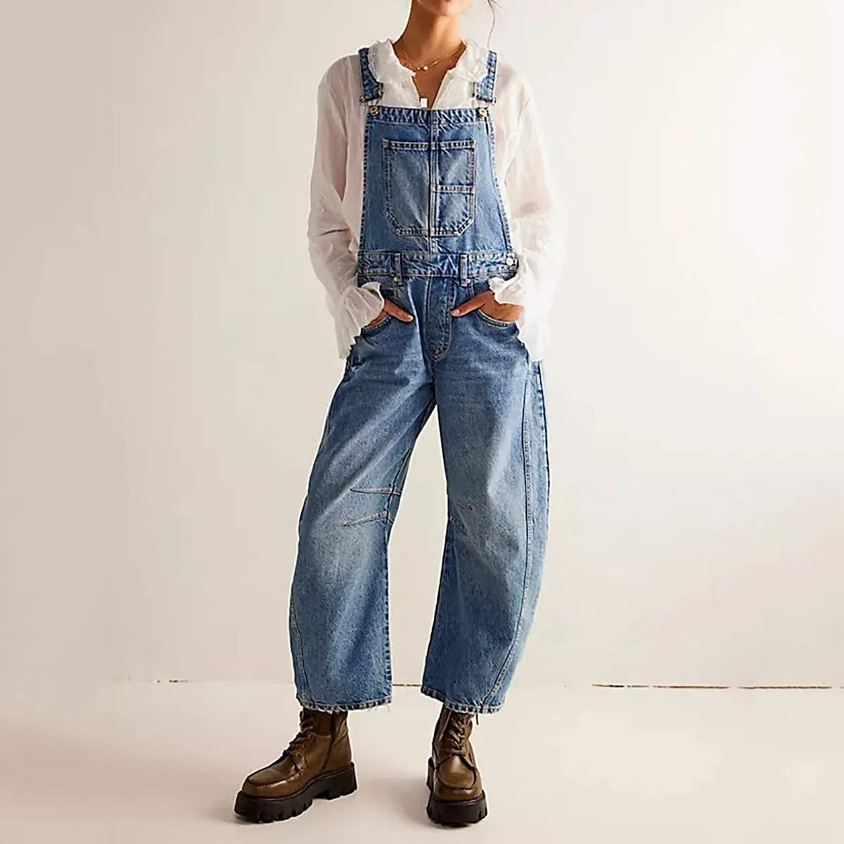 Mono con Tirantes y Peto para Mujer Peto Vaquero Mono Informal Holgado Sin Mangas con Tirantes Ajustables Mono Largo con Bolsillos