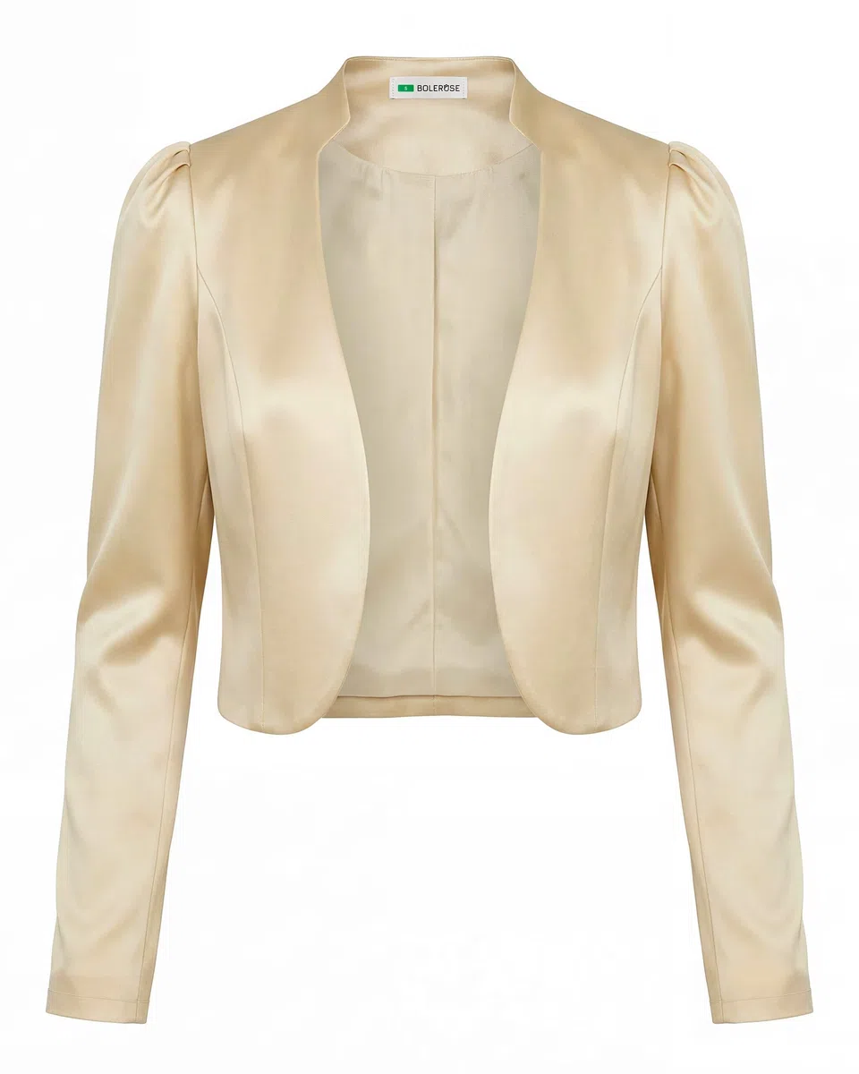 Bolerose Formal Satén Manga Larga Bolero Chaqueta