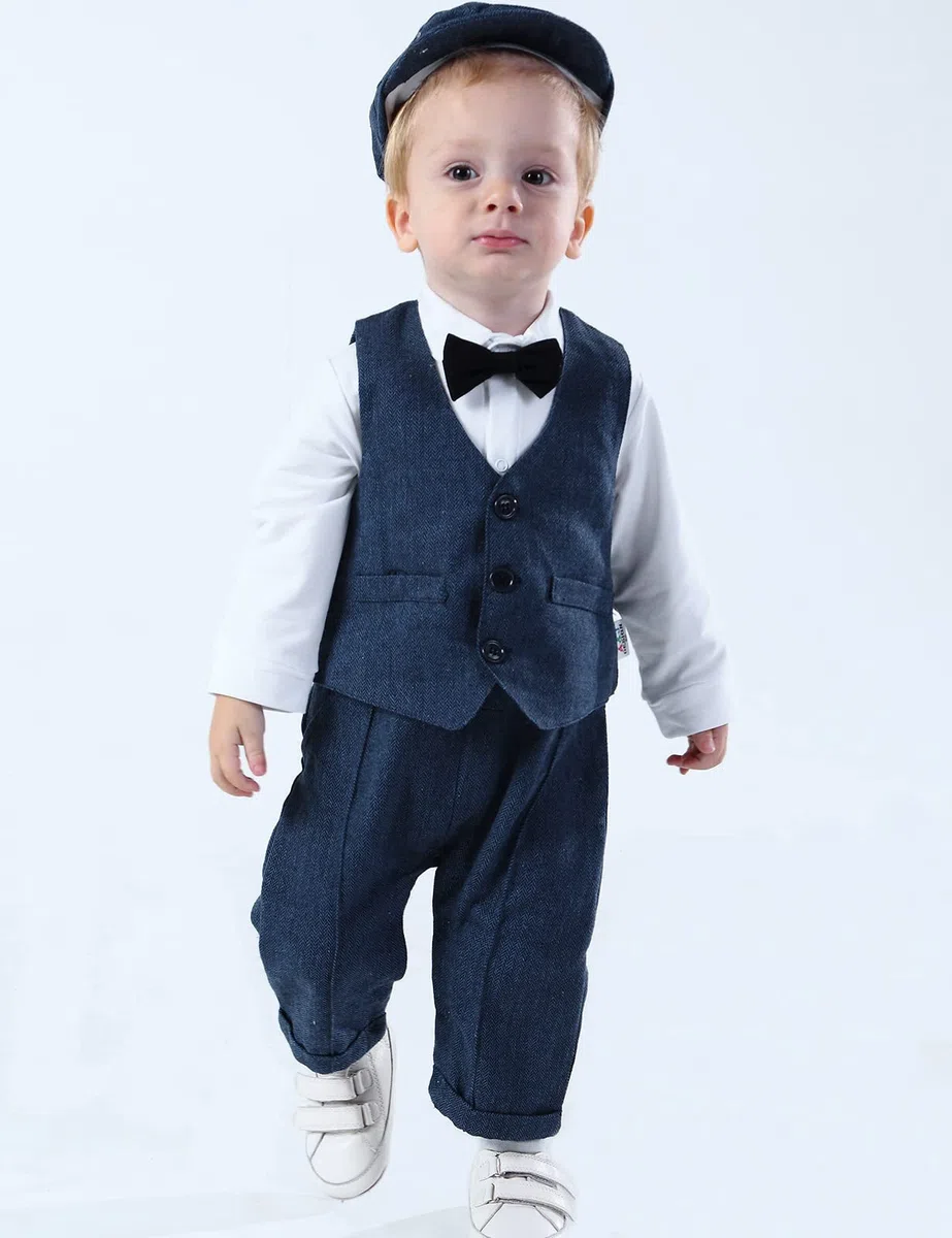 mintgreen Traje Formal Bebé Niño Retro con Newsboy Gorra