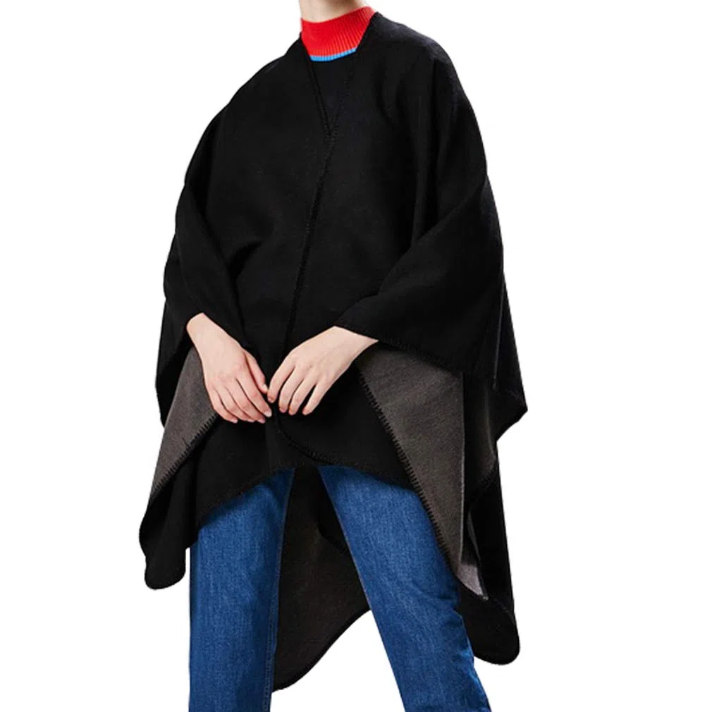 Poncho Mujer Invierno Chal Mujer Elegante Capa Abierta Poncho Abrigado per Primavera Autunno Inverno