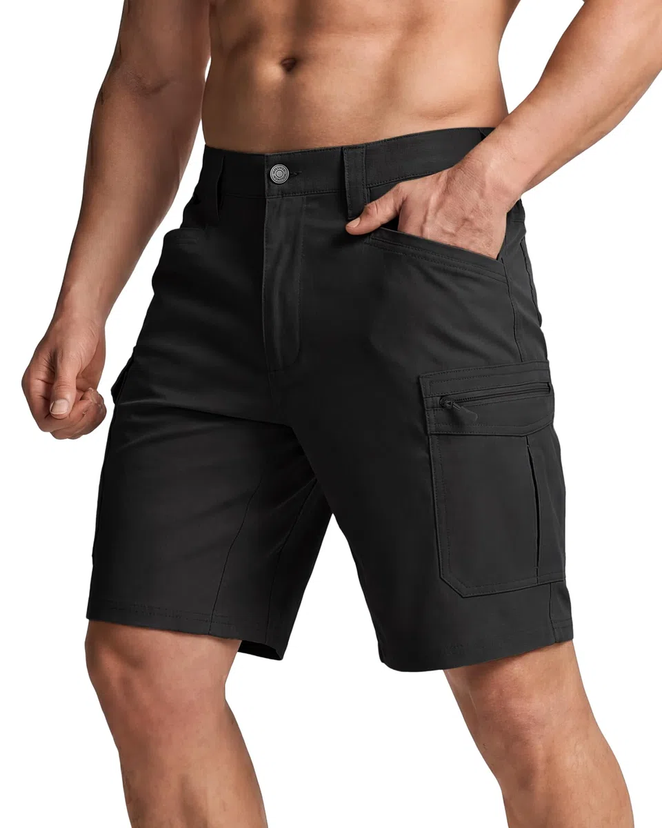 IGOLUMON Pantalones Cortos Hombre Bermudas Cargo Pantalones Cortos Trabajo con Cintura Elástica Multibolsillo Verano Exteriores Informal Transpirable