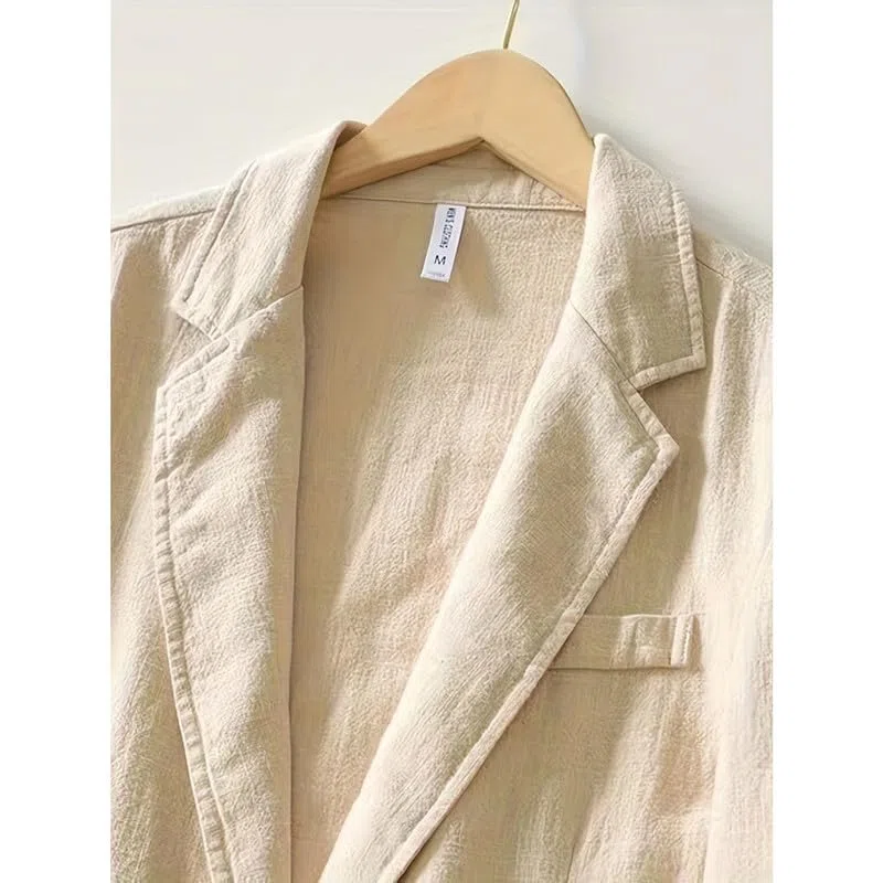 Chaqueta de lino para hombre, chaqueta de traje de ocio, chaqueta deportiva ligera de dos botones, chaqueta deportiva ajustada, chaqueta de traje para hombre, chaqueta deportiva de ocio con