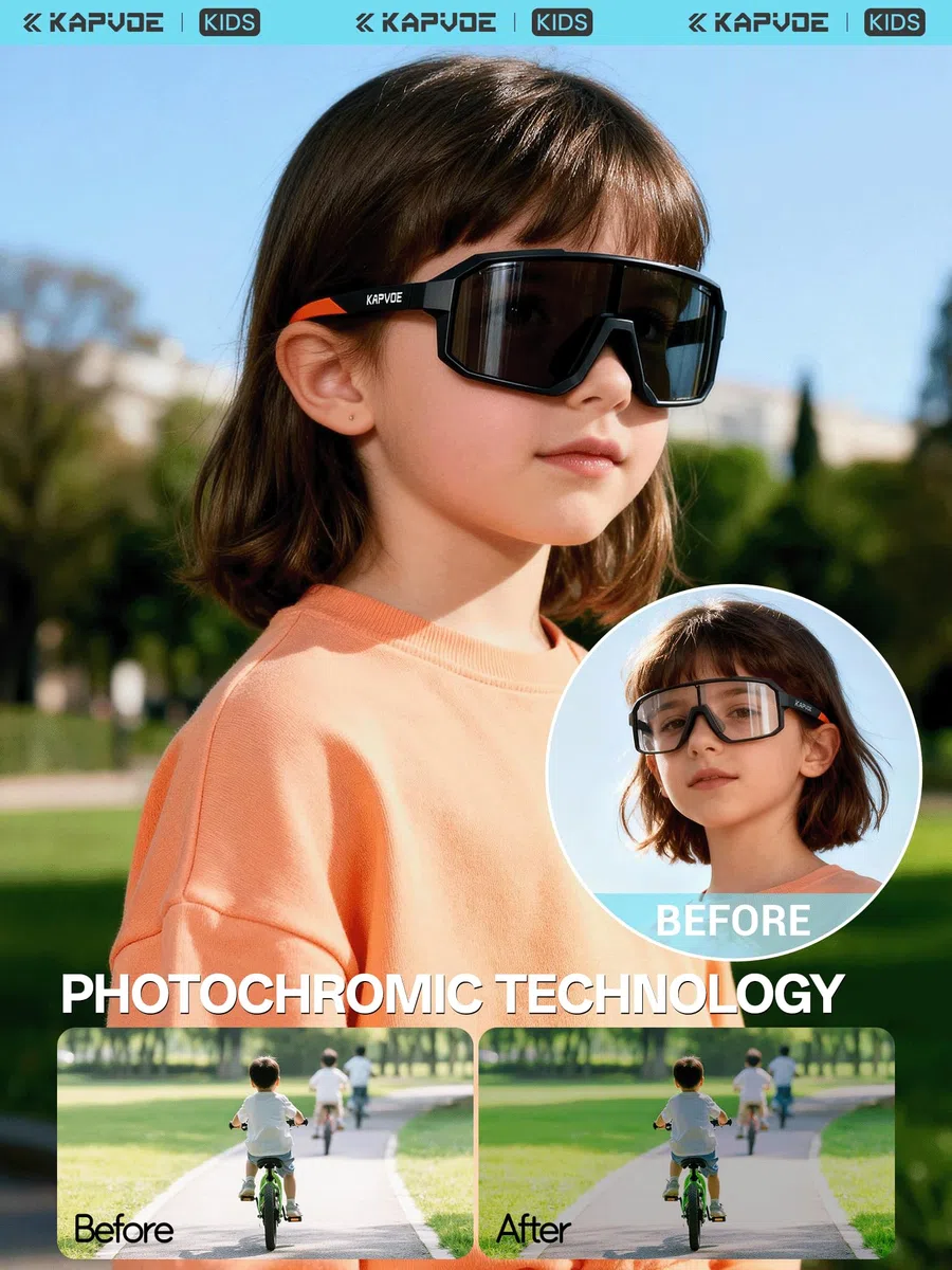 KAPVOE Gafas de sol Polarizadas para Niños Gafas de Ciclismo Juvenil Softball Béisbol Tenis Montura TR90 K9029