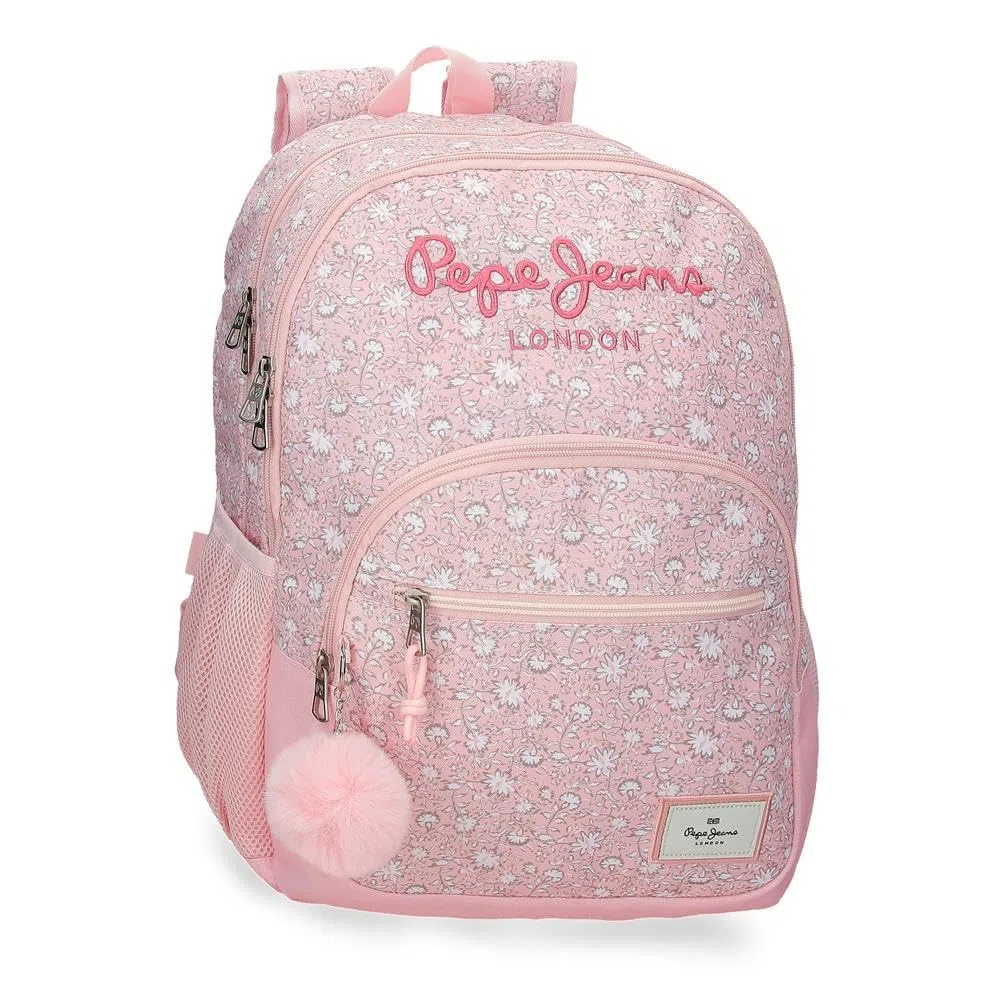 Pepe Jeans Mia Mochilas casual, mochila escolar rosa claro portaordenador, varios compartimentos, fabricada en Poliéster de Joumma Bags