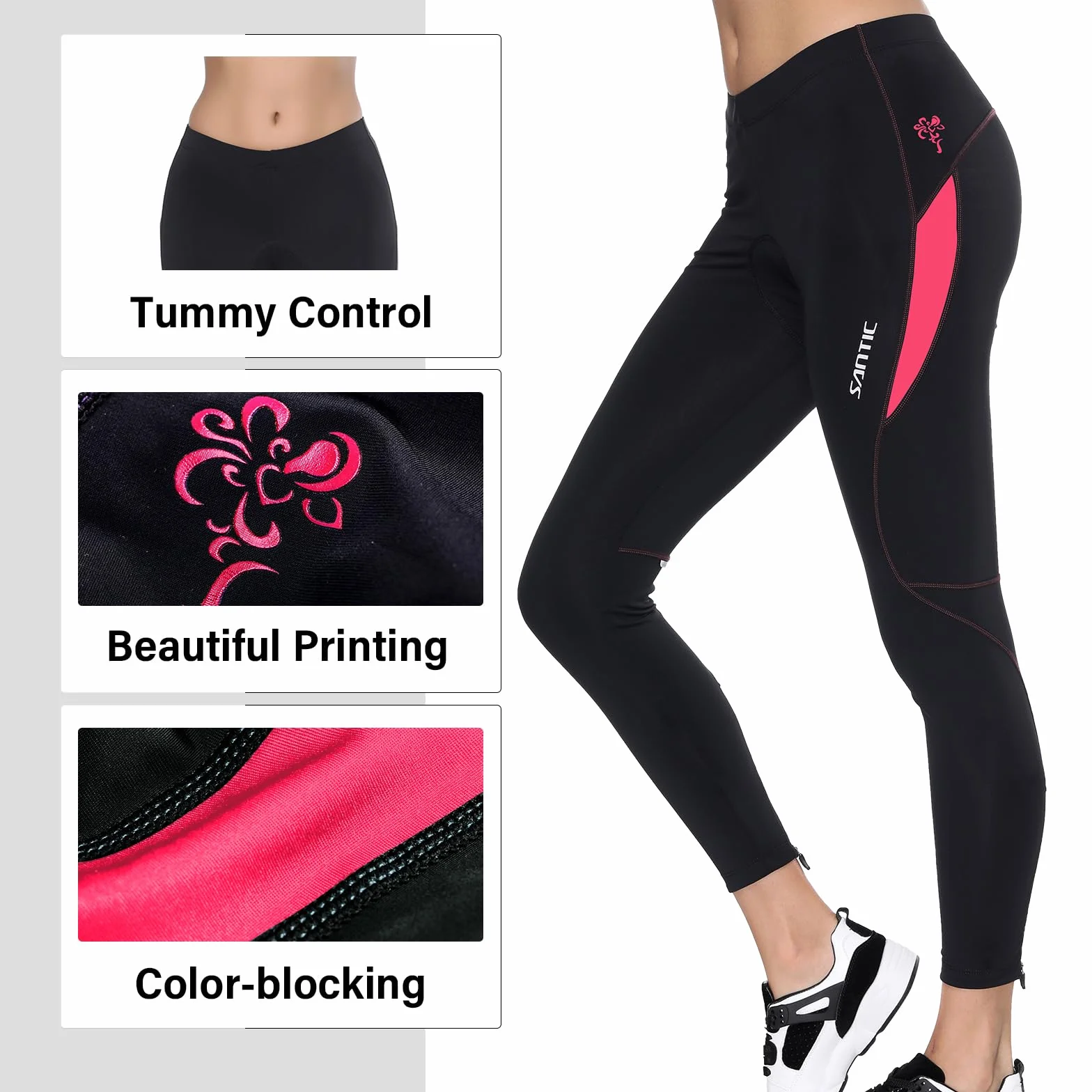 Santic Culote Ciclismo Mujer Culote Bicicleta Pantalones Largos de Ciclismo/Bicicleta/MTB con Badana para Mujeres - Parni