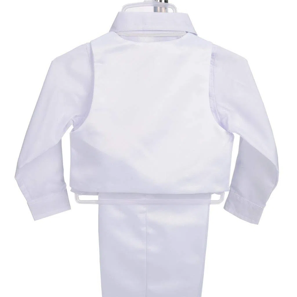 Lito Angels - Ropa Traje de Bautizo Bautismo para Bebe Niño con Gorro Capó, Manga Larga, Blanco