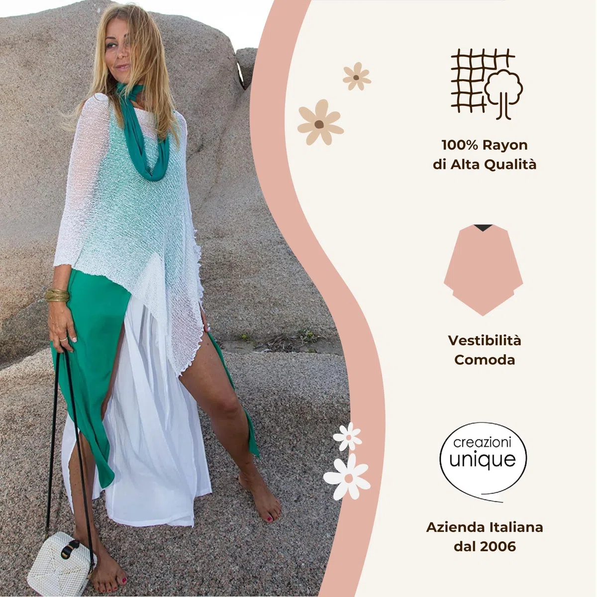 Poncho Bolardo de Mujer Elegante de Ceremonia o Noche - Poncho Mujer Verano y Primavera de Red de Viscosa Térmica con Esencia de Flor de Cerezo