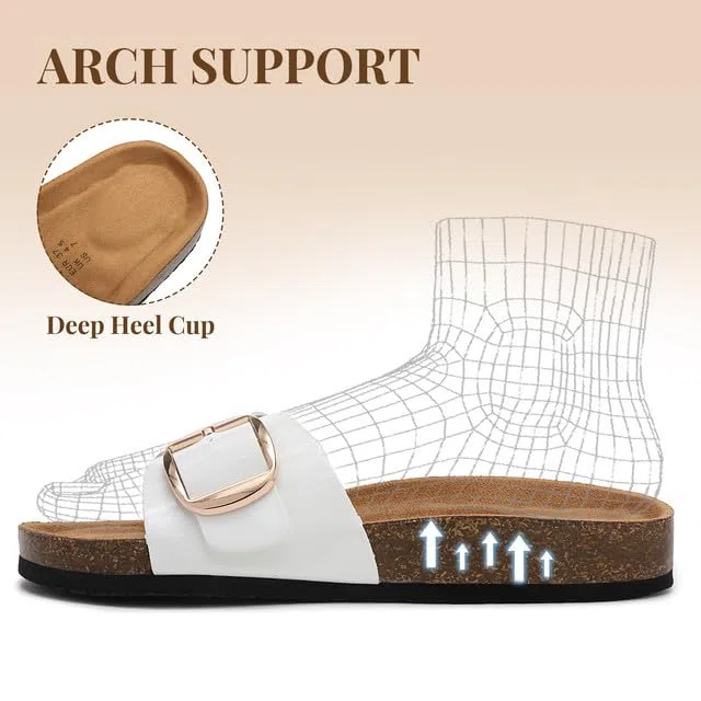 ARRIGO BELLO Sandalias Mujer Verano Cómodos Slides Ajustables Moda Pantuflas Soporte Plantar Slippers Antideslizante Corcho Suela Chanclas Talla 36-41