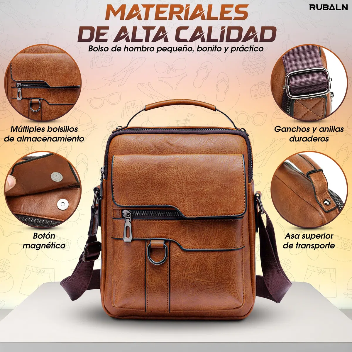️Bolso Hombre de Piel Sintética Elegante+funda gafas de regalo–Bolso Hombre Bandolera - Bolsos Hombre-Mariconera hombre-Compacto-para Regalo- Ideal uso diario