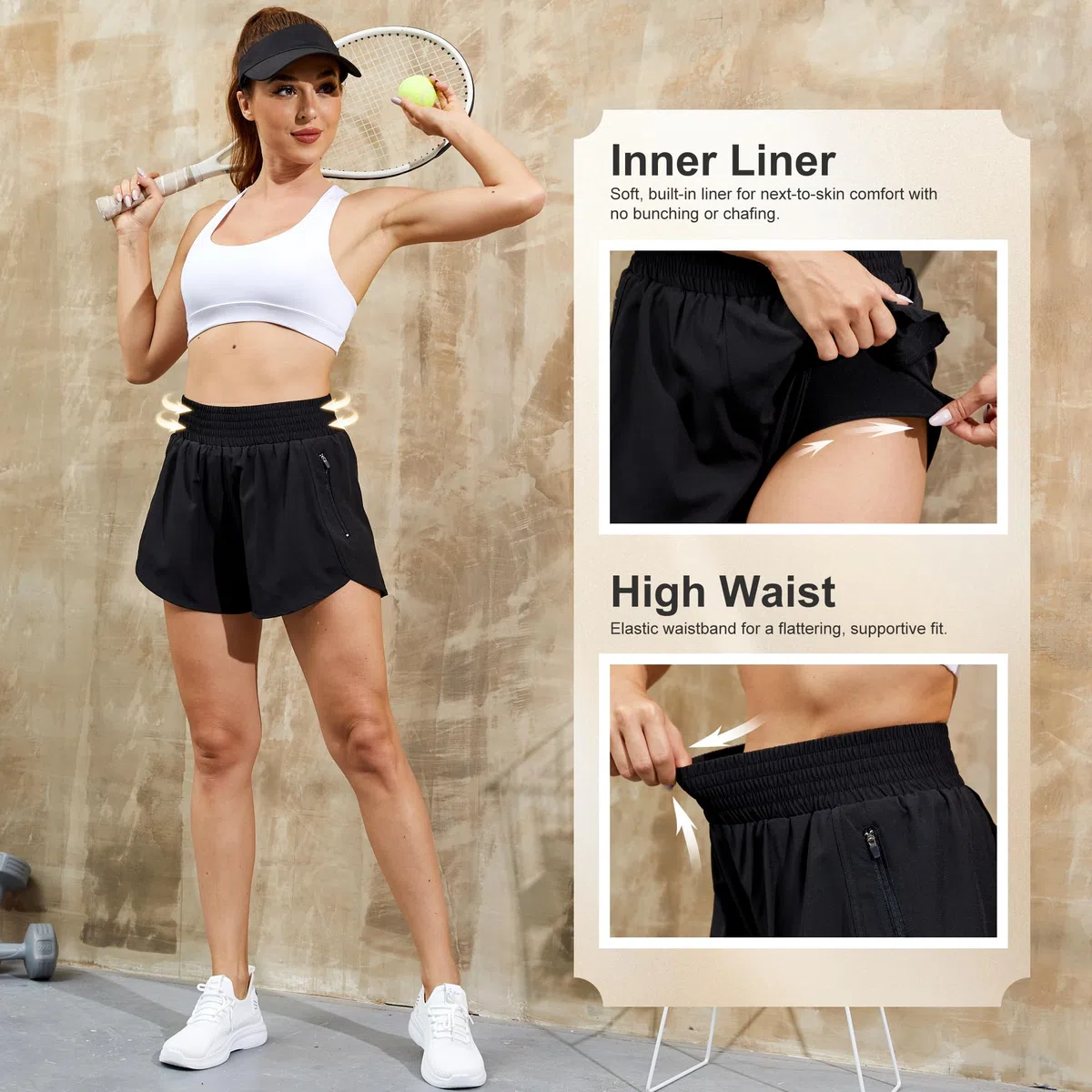Pack de 3/5 pantalones cortos deportivos para mujer, pantalones cortos con bolsillo con cremallera, para verano, transpirables, pantalones cortos de gimnasio, pantalones cortos para mujer, de
