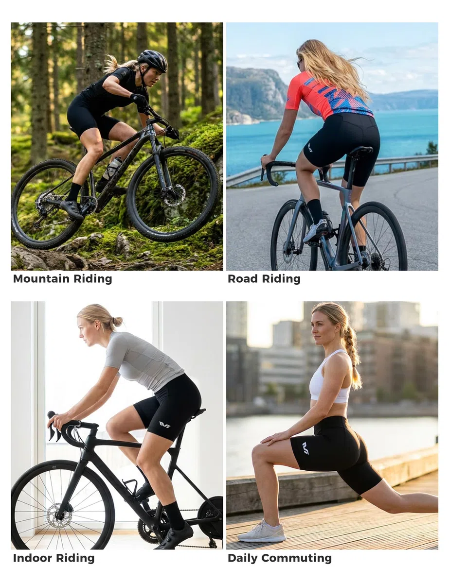ROCKBROS TVI Pantalones Cortos Ciclismo Mujer con Acolchado, Culotte Ciclismo Ligeros y Transpirables Secado Rápido para Bicicleta Montaña y Carretera