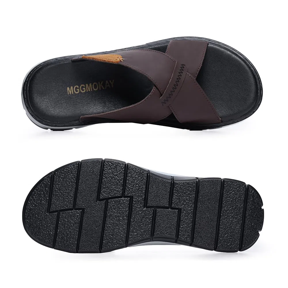 MGGMOKAY Zapatillas Cruzadas Masculinas Sandalias,Hombre Cuero Sandalias,Sandalias de vestir Hombres