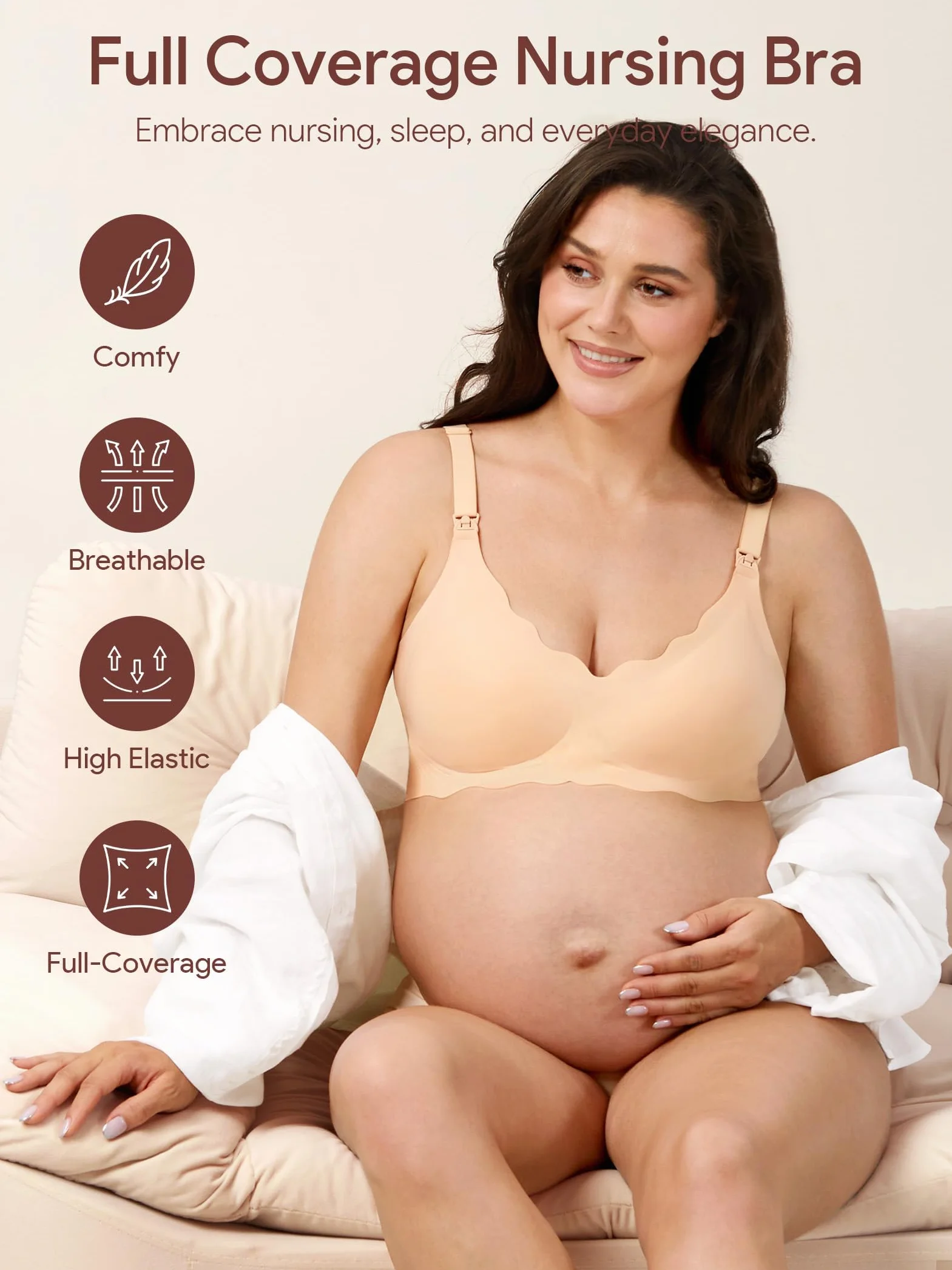 HBselect 3Pack Sujetador Lactancia de Maternidad, Sujetador de Lactancia Sin Costuras para Mujeres