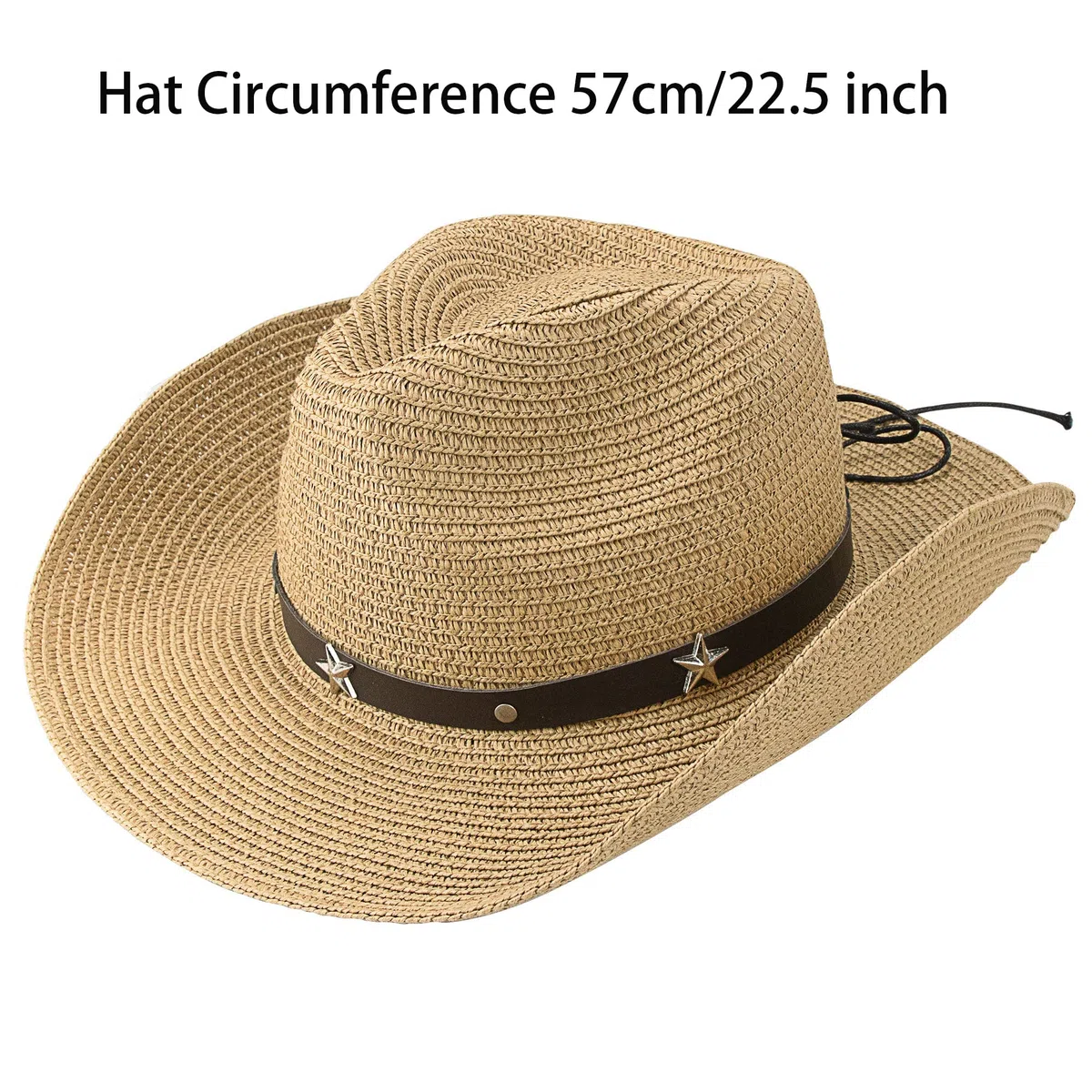 Sombreros de Vaquero de Paja para Mujer, Sombrero de Vaquero Occidental de ala Ancha, Sombreros de Verano para Hombres, Caqui, Talla única