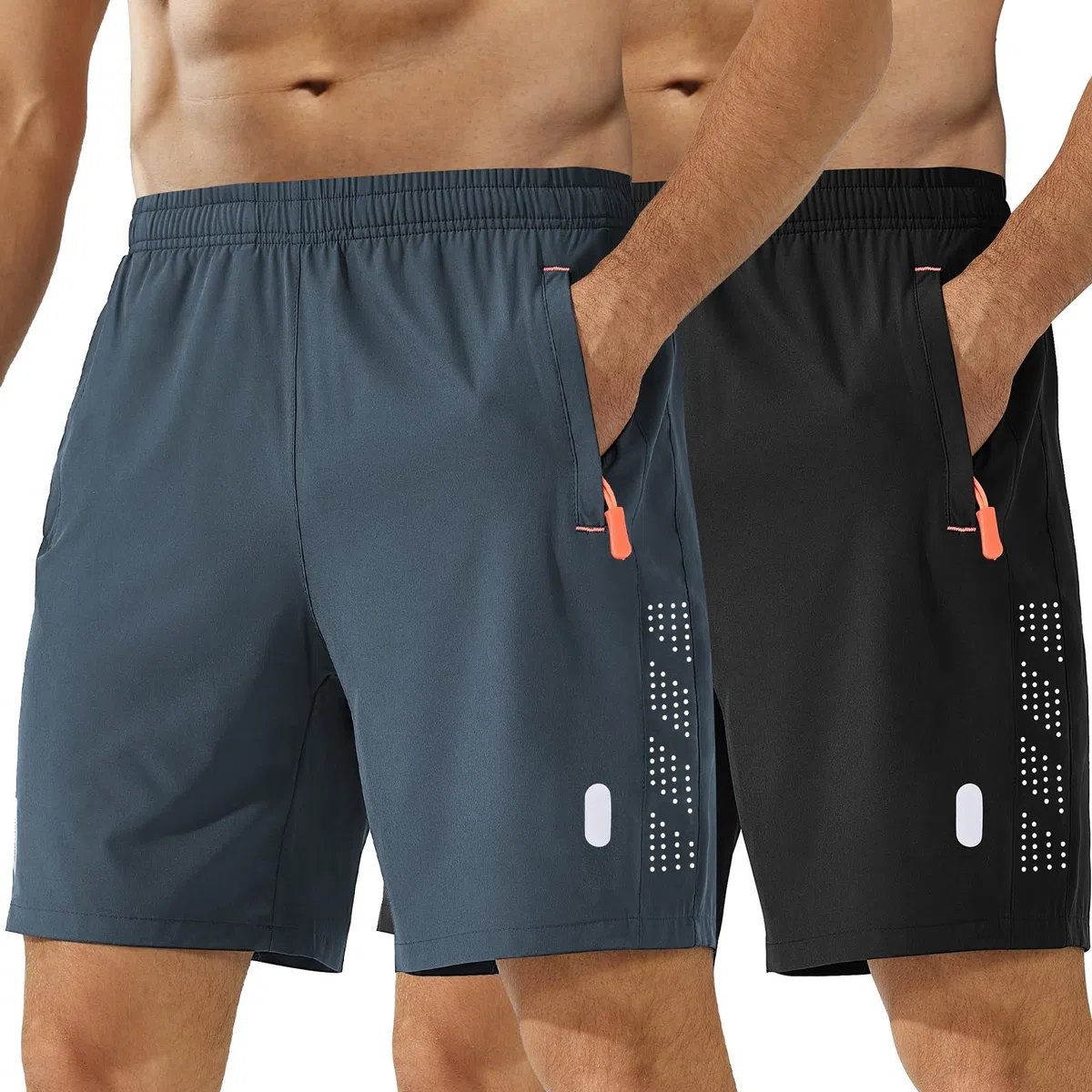 Zoofly 2 Pack Pantalones Cortos Deportivos Hombres Gym De Verano con Bolsillos con Cremallera Elásticos Fútbol Fitness Tenis Pantalone Hombres