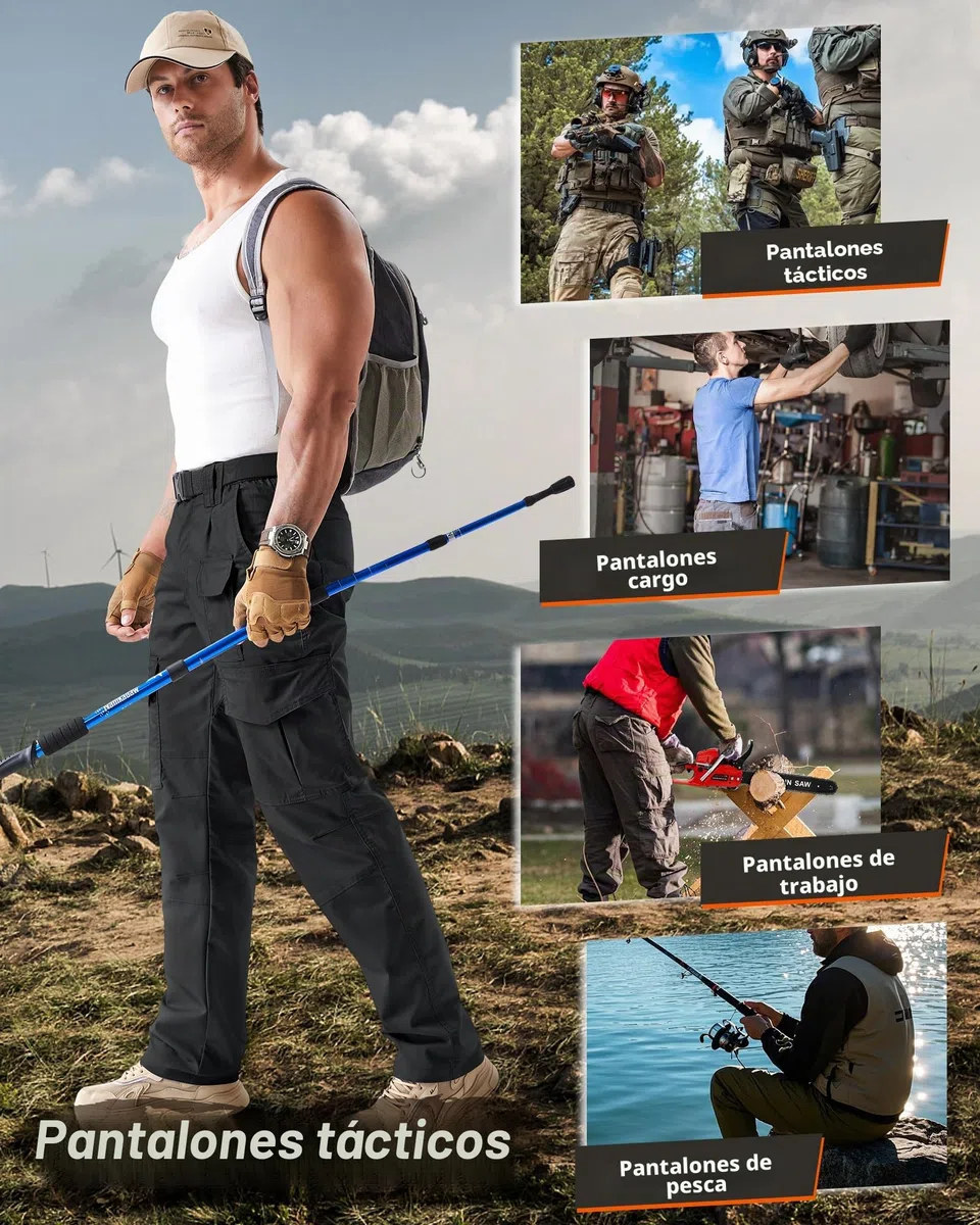 IGOLUMON Pantalones de Trabajo Hombre Pantalones Cargo Hombre Pantalon Táctico Pantalón de Construcción con Muchos Bolsillos Banda Elástica