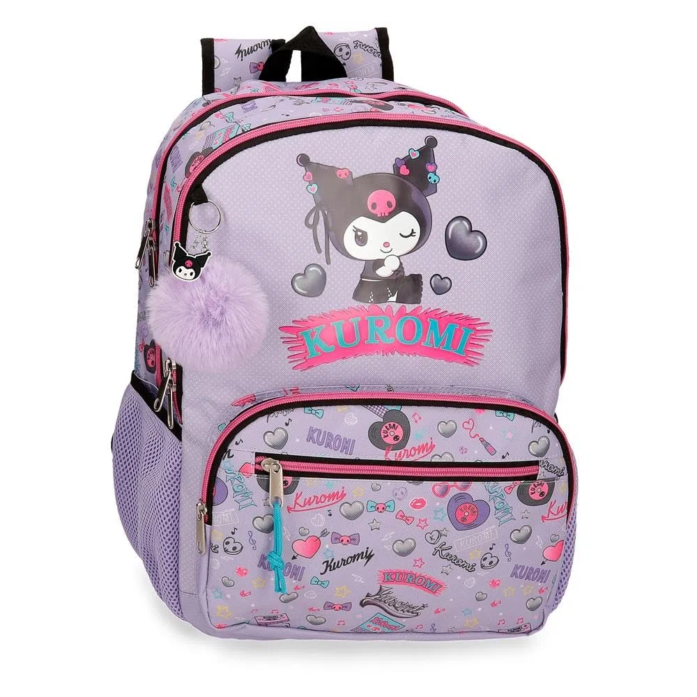 Sanrio Kuromi Retropop Mochila infantil, mochila escolar, fabricada en Poliéster, bolsillos laterales, tirantes anchos ajustables de Joumma Bags