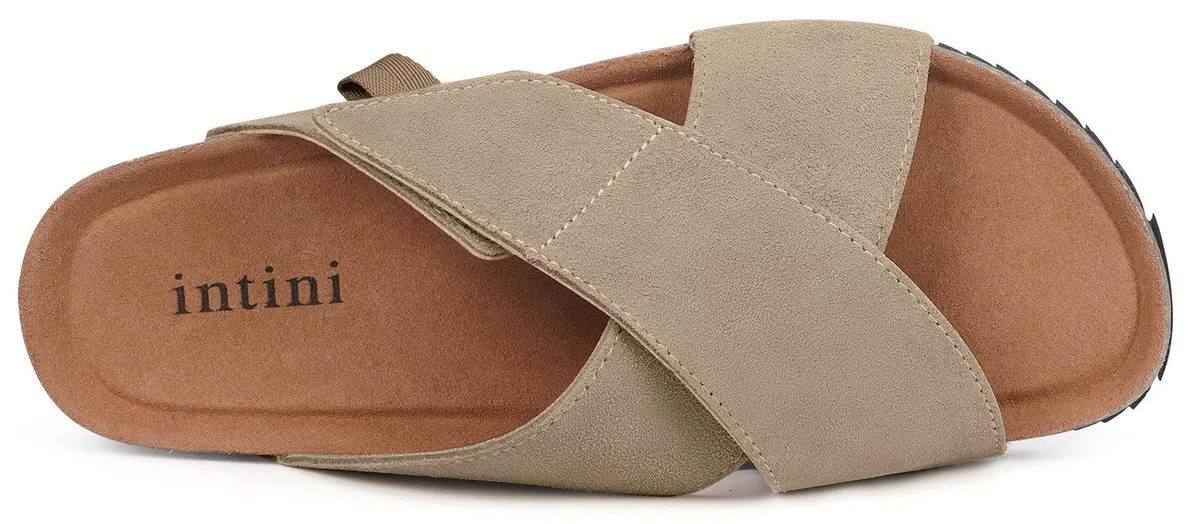 Dokela Sandalias deslizantes Mujer,Pantolette con Punta Abierta,Mule Verano,Plantilla Anatómica de Piel y Corcho Natural