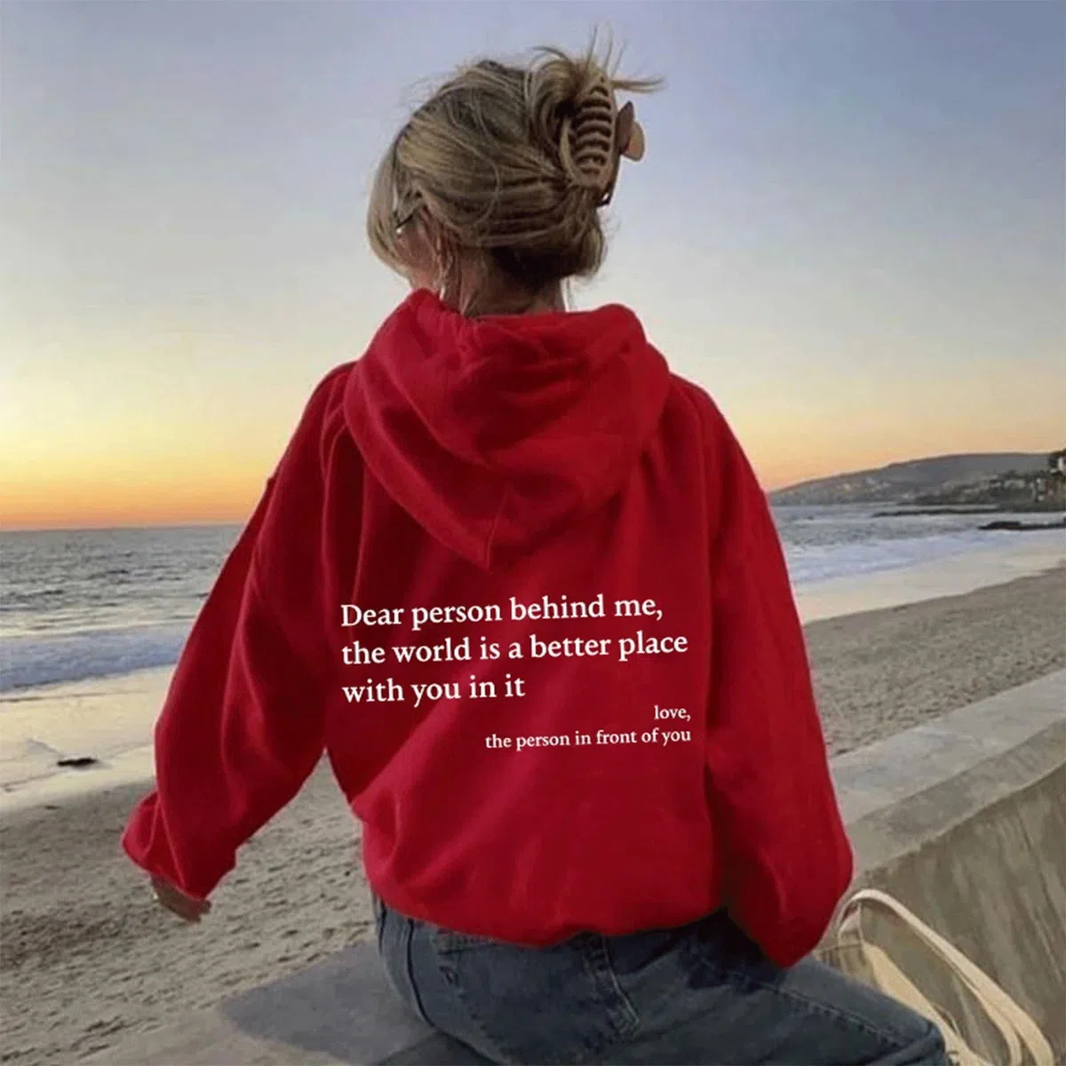 Genérico You Are Enough Hoodie, Dear Person Behind Me Sweatshirt Hoodie for Women Casual Letter Print Sleeve Pullover Gift