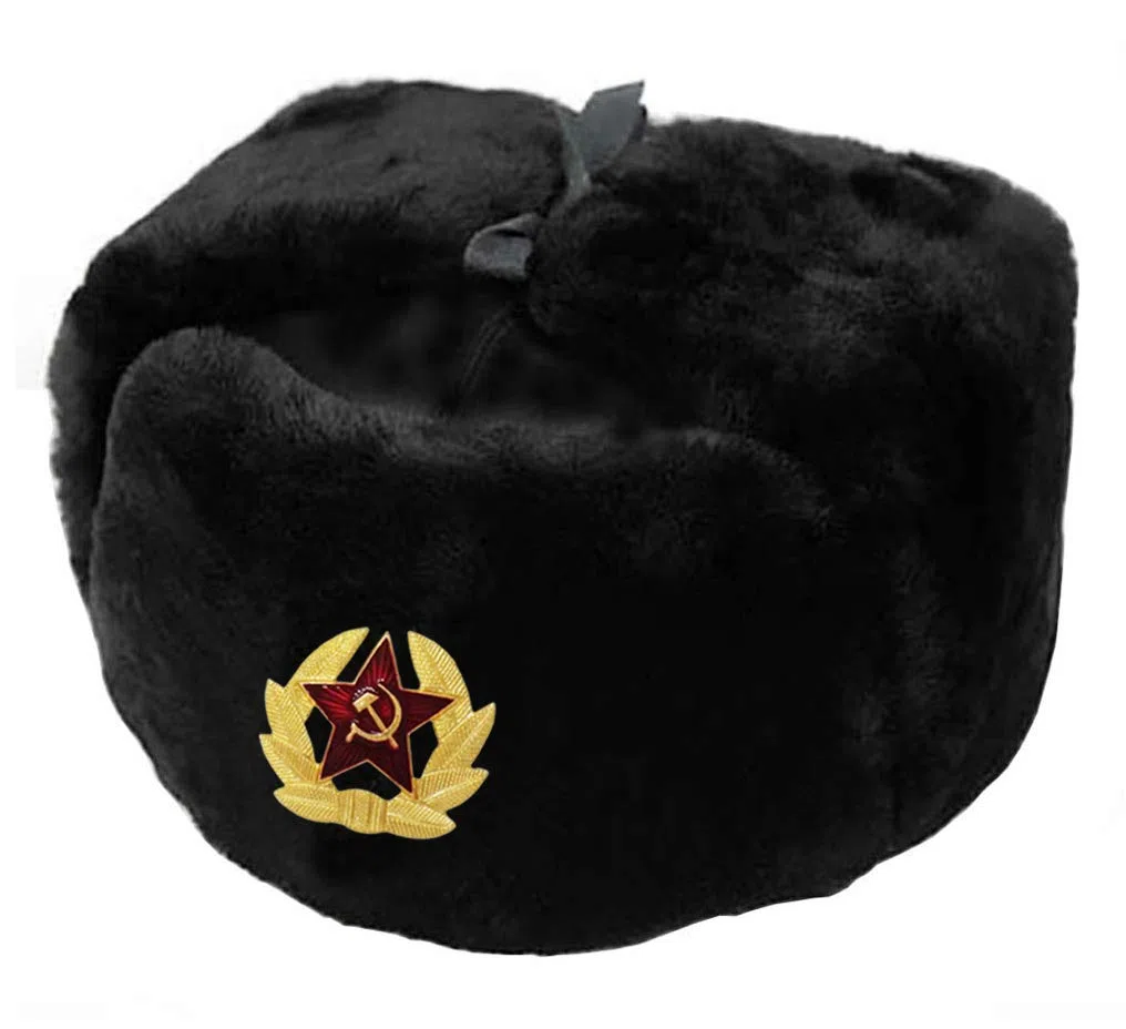 RUSSIAN STORE Gorro Negro de Lana Incluido al ejército Ruso Original Soviet Ushanka.