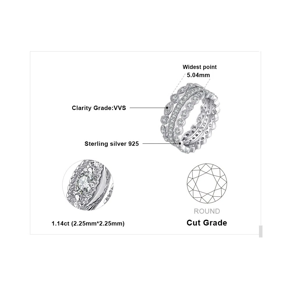 JewelryPalace Marquesa Anillo Mujer Plata Oro 14k Oro Rosa, Banda Boda Apilable de Moda con Circonita, Alianzas Boda Anillos Eternity con Piedra, Joyas de Mujer Conjunto Anillos Talla 7-26