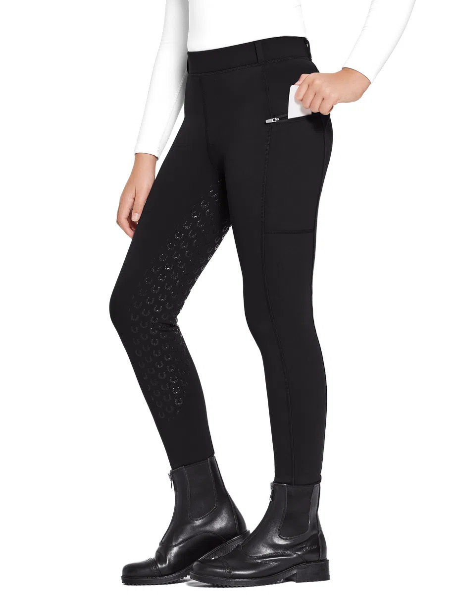 FitsT4 Sports Pantalones de equitación de invierno para niños, de invierno, de silicona, con bolsillo para teléfono móvil y bolsillos