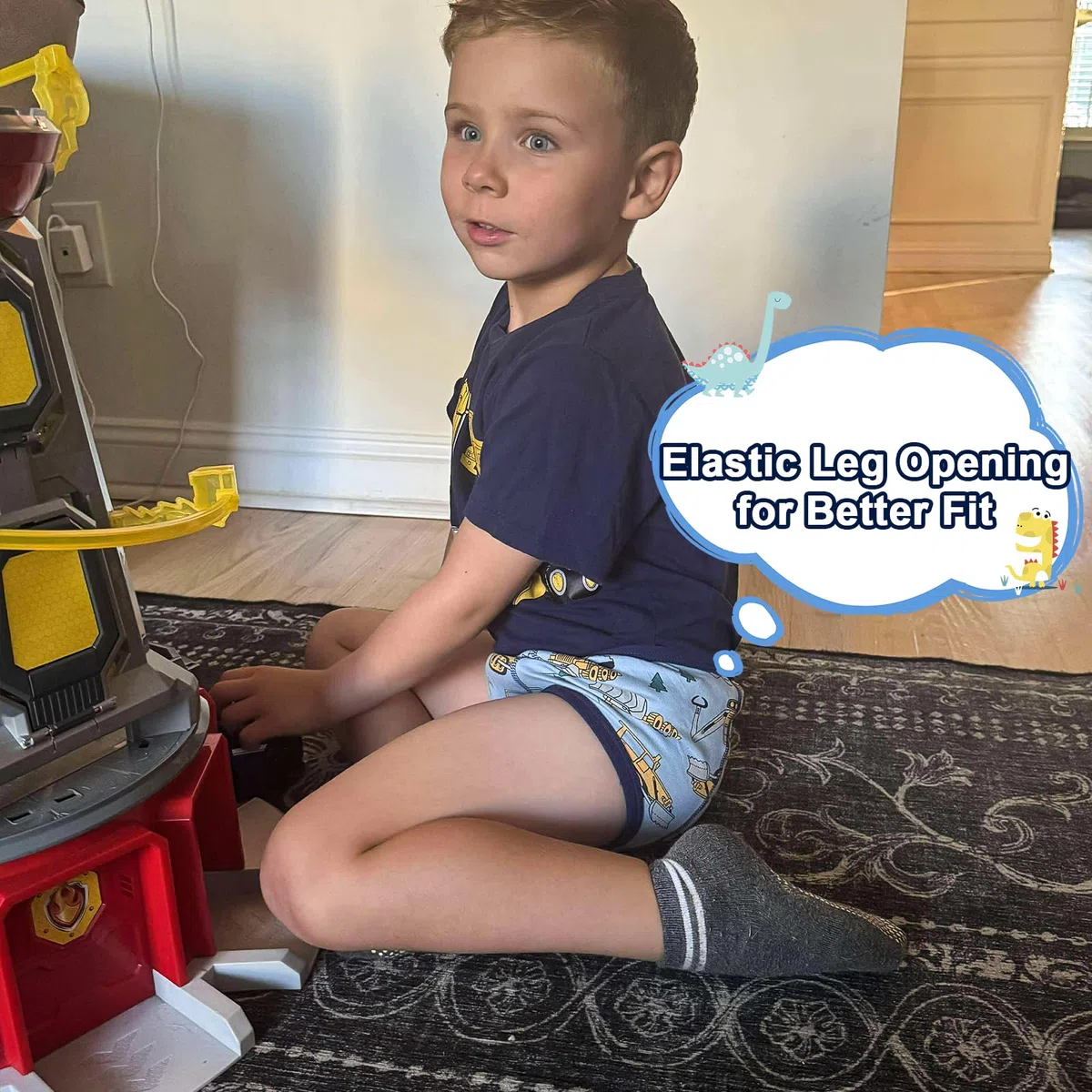 FLYISH DIRECT Ropa Interior de Entrenamiento 100% Algodón, 10 Paquetes de Braguitas de Aprendizaje para Niños y Niñas, Reutilizables y Lavables, Dinos y Vehículos Mix, 5 Años