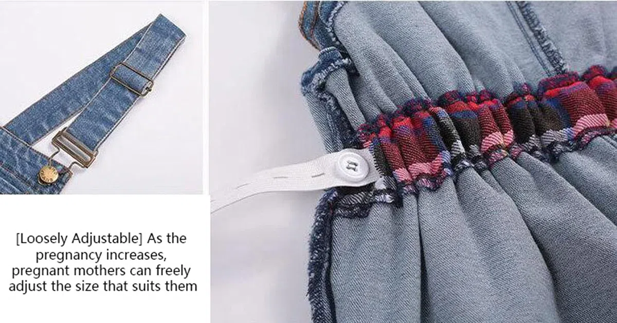 Suncolour Overoles de Maternidad con Pechera Rasgados Peto de Mezclilla Mamelucos Largos Monos de Jeans Ajustables en la Cintura