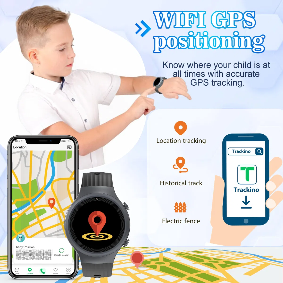 4G Reloj Inteligente Niño, Smartwatch Niños GPS y Llamadas Wifi Videollamadas, SOS, IP68, Chat de Voz, Modo Escuela, Pulsómetro,Despertador, Regalos para Niñas y Niños de 4 a 12 Años (Negro claro)