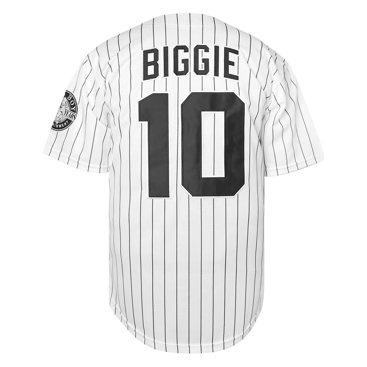 Biggie Smalls Jersey 10 Bad Boy Camisa 90s Hip Hop Ropa Cosida Película Jersey De Béisbol, 10 rayas blancas, X-Large