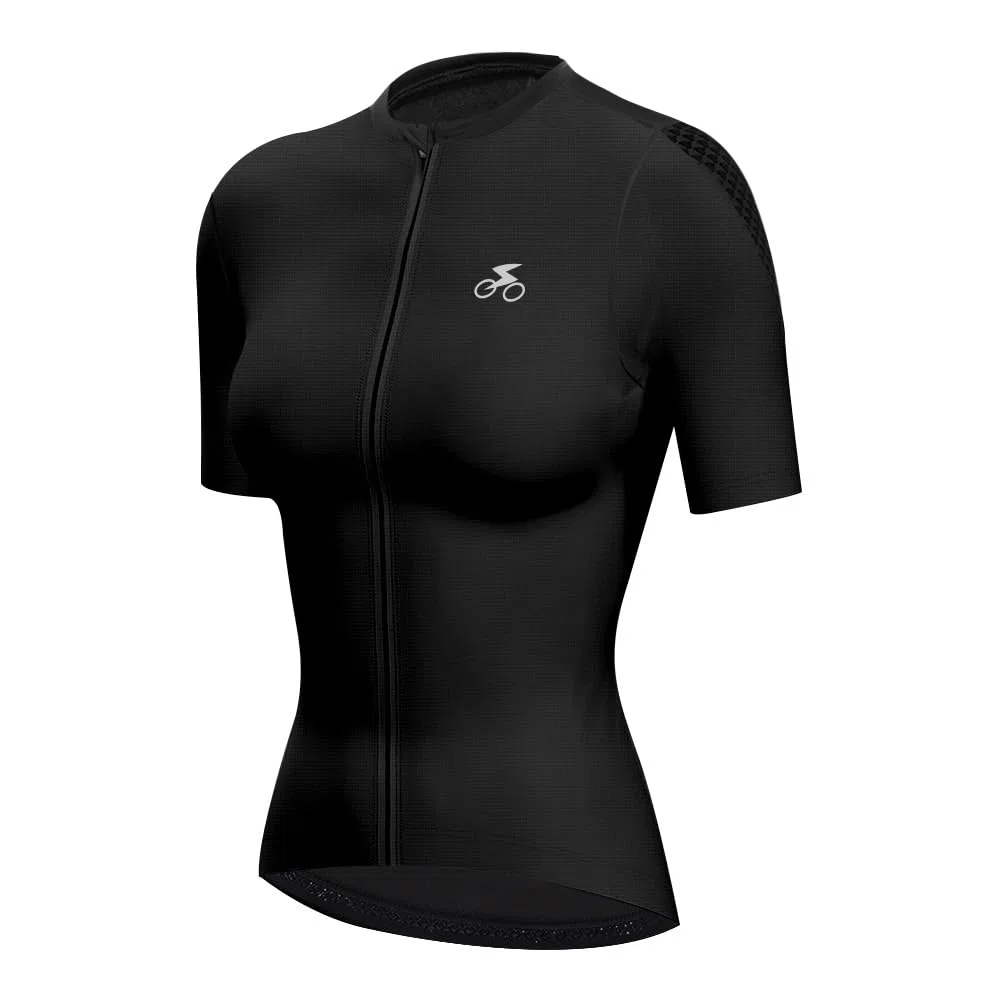 Maillot de ciclismo para mujer, manga larga, transpirable, de alta elasticidad, con 3 bolsillos traseros