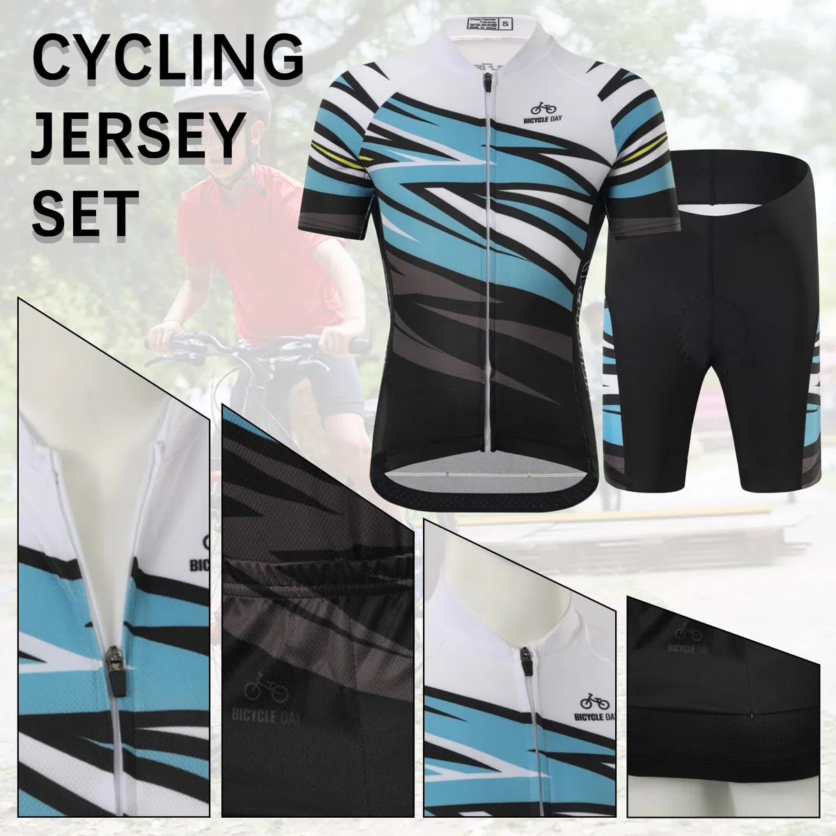 Maillot de ciclismo para niños y niñas, de secado rápido, camiseta de manga corta y pantalón corto con acolchado 3D para el asiento, transpirable, ropa de ciclismo