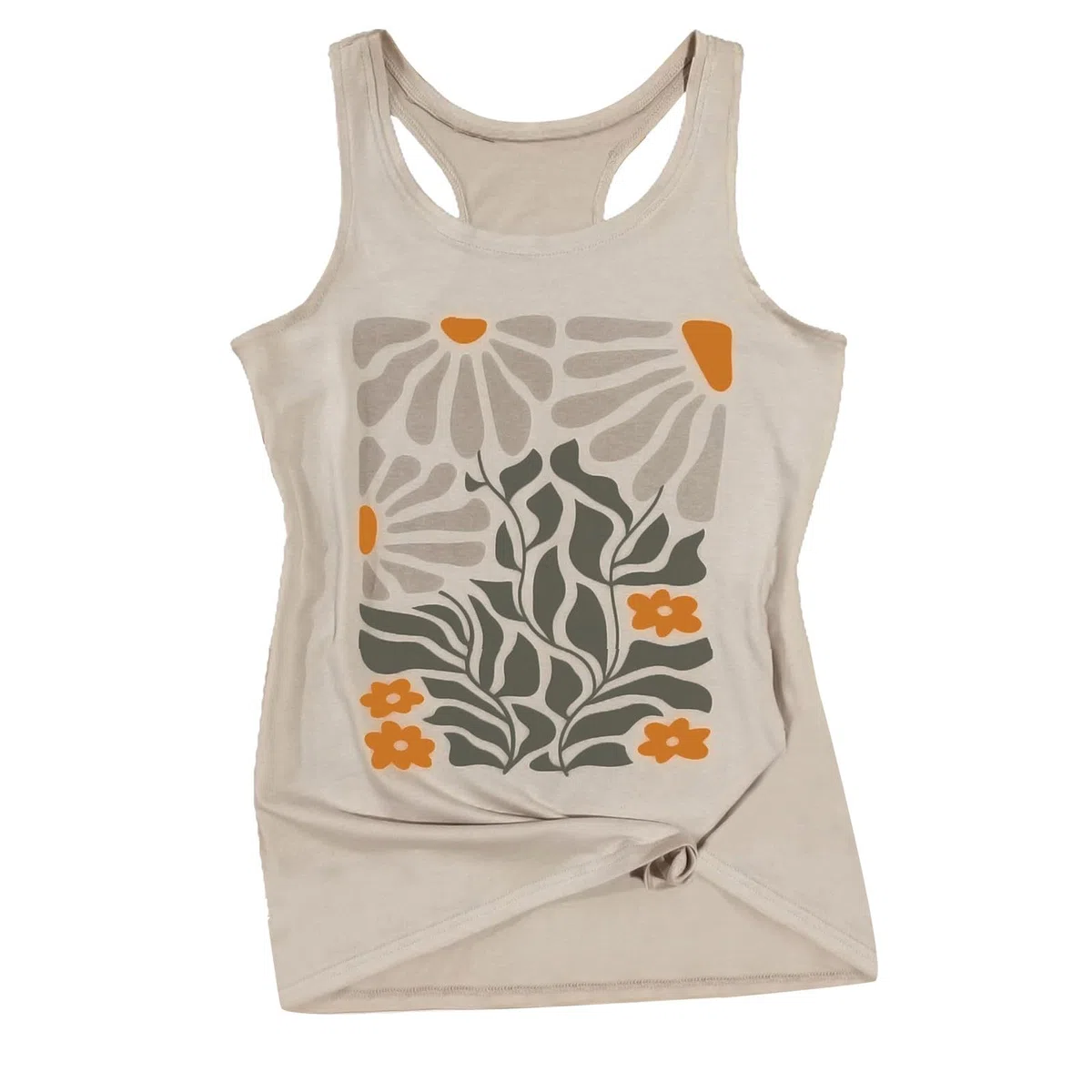 Camiseta de tirantes para mujer con nudo y espalda cruzada, estampado de flores, sin mangas, camiseta de verano, camiseta informal de algodón, cómoda, suave, para el día a día, yoga, deporte, ajuste
