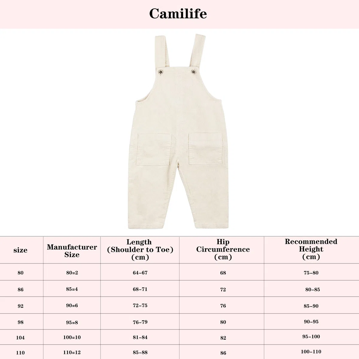 Bebé Infante Niños Niñas Pana Pantalones de Peto Overol Pantalón de Peto Jumpsuit Pantalones con Tirante para 1-4 años de Edad Vintage Retro - Beige Talla 80/86/92/98/104