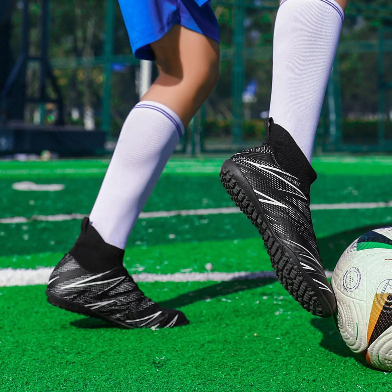 Zapatillas de Fútbol Hombre Mujer TF Turf con Tacos Zapatillas Futsal Multitacos Antideslizantes High Top para Entrenamiento Junior Césped Artificial Indoor Outdoor