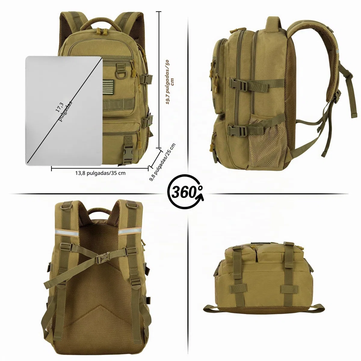 Mochila escolar para adolescentes y jóvenes, 40 l, táctica para hombre, grande, 17,3 pulgadas, mochila escolar, mochila ergonómica, mochila escolar, mochila escolar para viajes, escuela