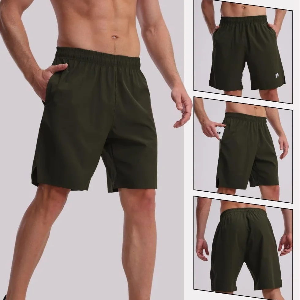 Paquete de 5 pantalones cortos de correr para hombre, de secado rápido, pantalones cortos deportivos con bolsillos y cintura elástica