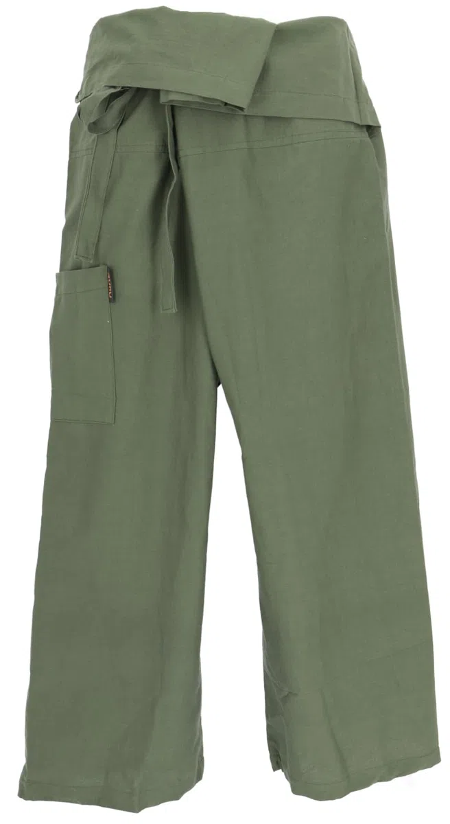 Guru-Shop Pantalones Tailandeses de Algodón Fijo, Envolventes para Yoga y Pescador - Talla Única, Ropa Alternativa