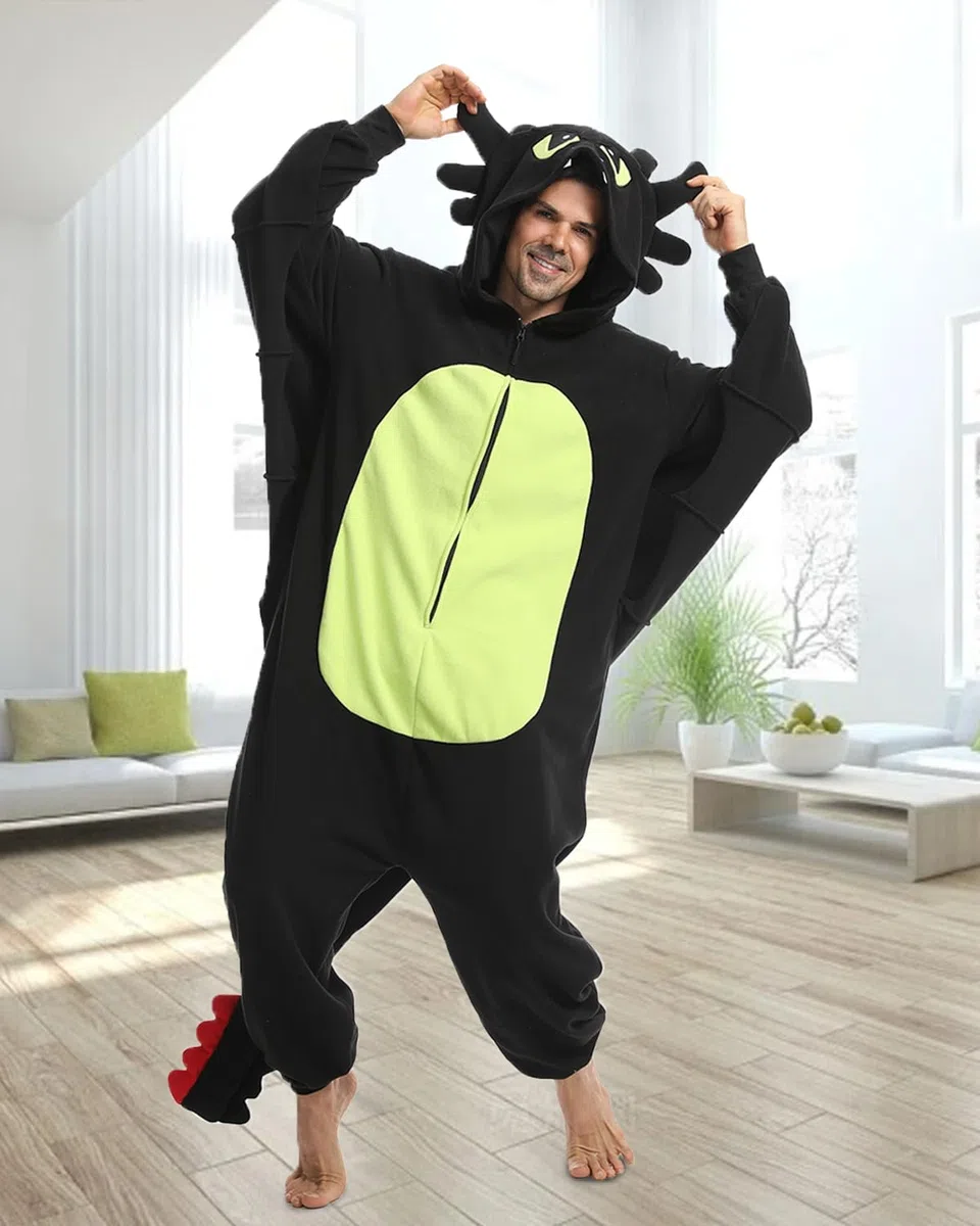 Laahoem Pijama Animal Dragon para Hombres y Mujeres Adecuado para Adultos Cremallera Capucha Mono para Hombres y Mujeres Ropa de rol Pijama