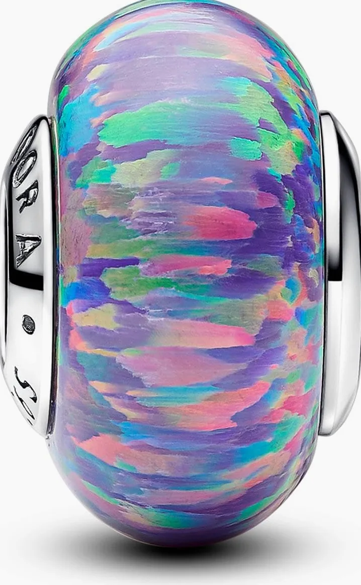 PANDORA Moments 791691C05 - Abalorio de plata de ley con diseño de violeta, compatible con pulseras Moments, talla única, Plata de ley, Ópalo
