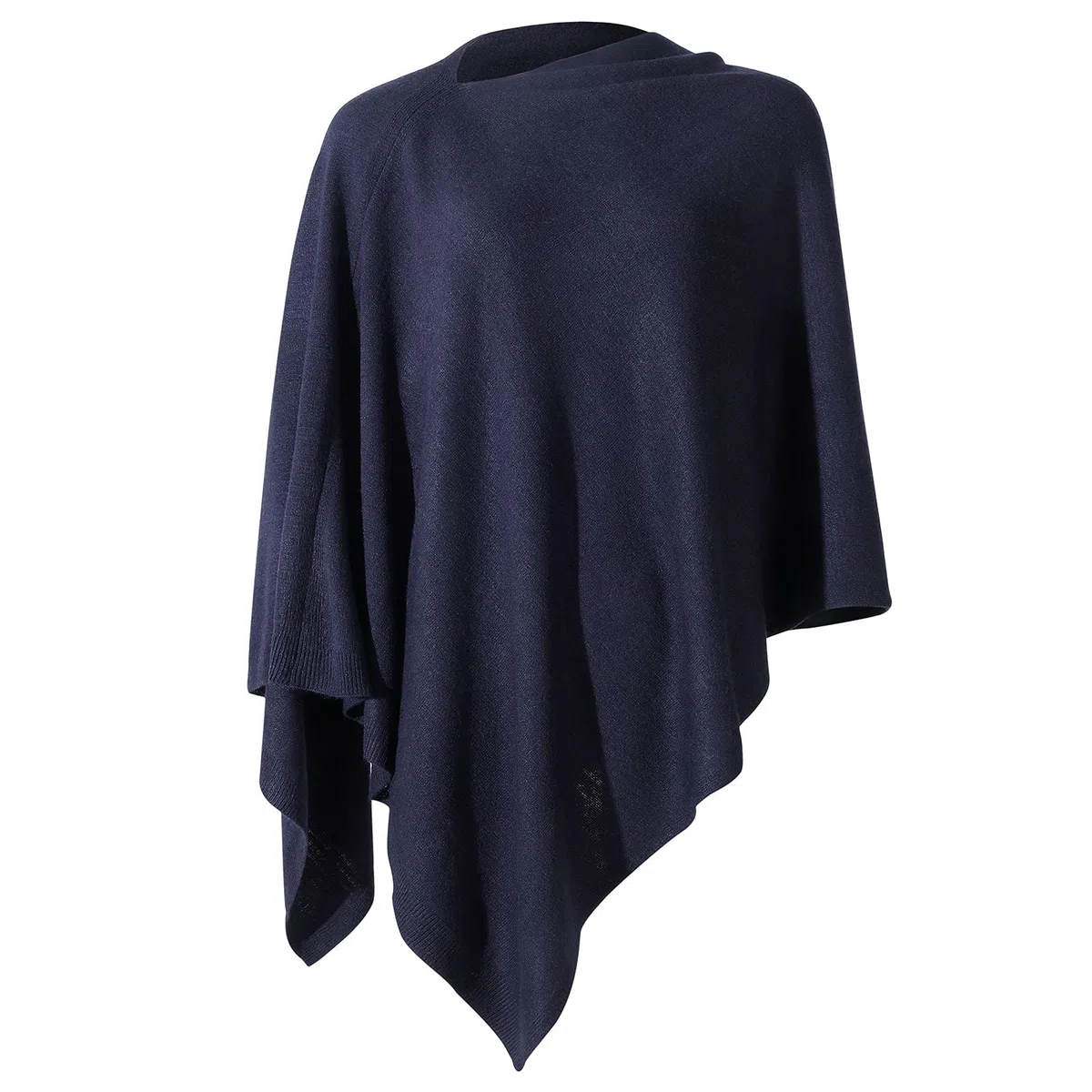 Fomolom Ponchos para mujer, versátil, ligero, sólido, de punto, bufanda, cabo, accesorios para mujer, Azul marino, Talla Única