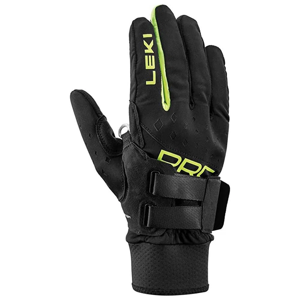 LEKI PRC Shark - Guantes de tiburón, Color Negro y Amarillo neón, Talla 9