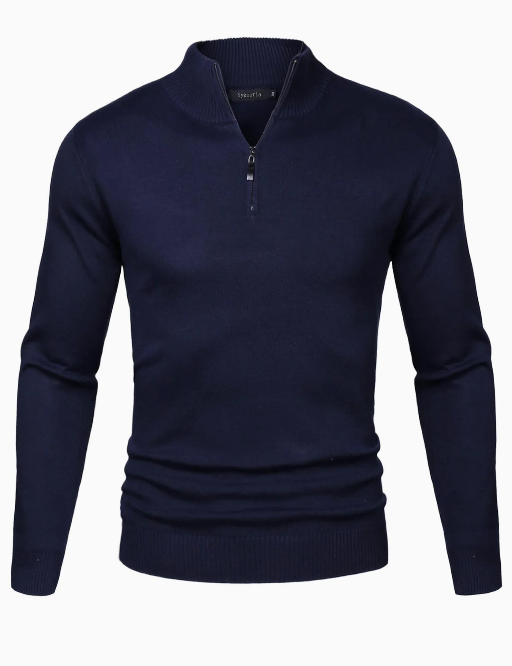 Sykooria Jersey Hombre Invierno Cuello Alto Suéter de Punto Hombre Manga Larga Pullover con Cremallera Clásico Ajustado y Elegante S-XXL