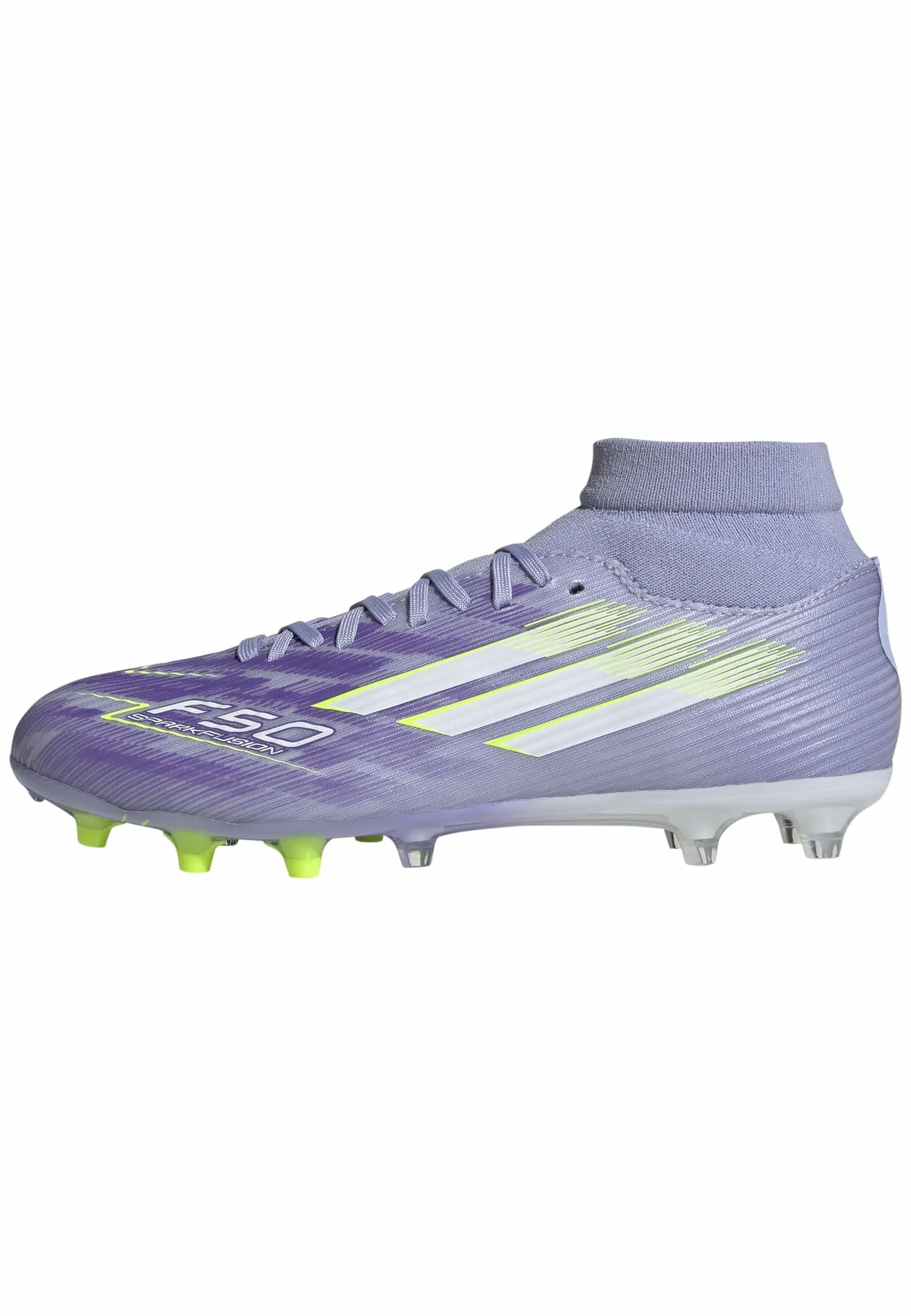 Adidas Mujer F50 SPARKFUSION League W Mid Firm Ground/Artificial Ground Football Boots, Violet Tone/Lucid Lemon/Purple Rush, 35 1/2 EU