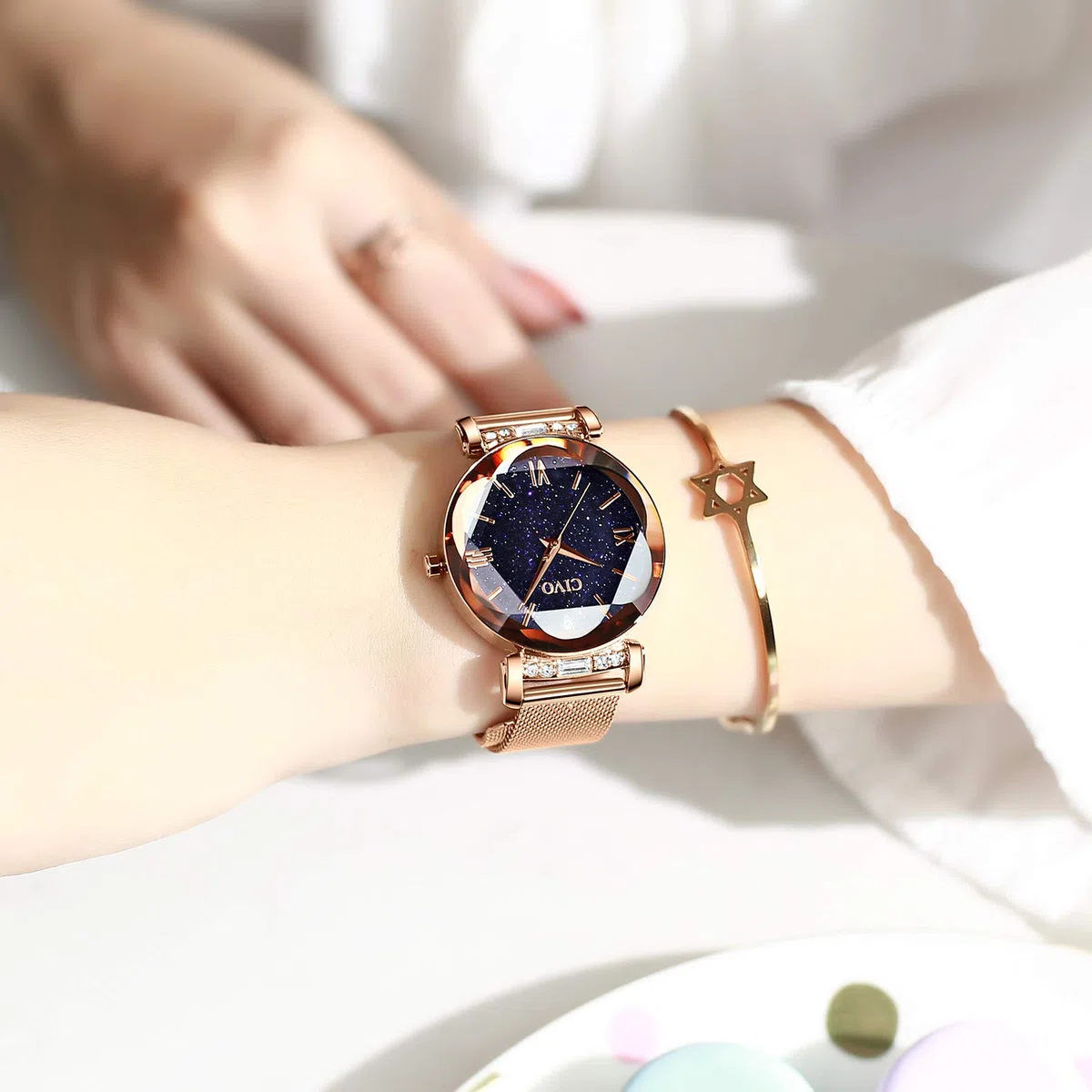 CIVO Relojes para Mujer Reloj Damas de Malla Impermeable Cuero Lujo Minimalista Elegante Banda de Acero Inoxidable Relojes de Pulsera Moda Vestir Negocio Casual Reloj de Cuarzo