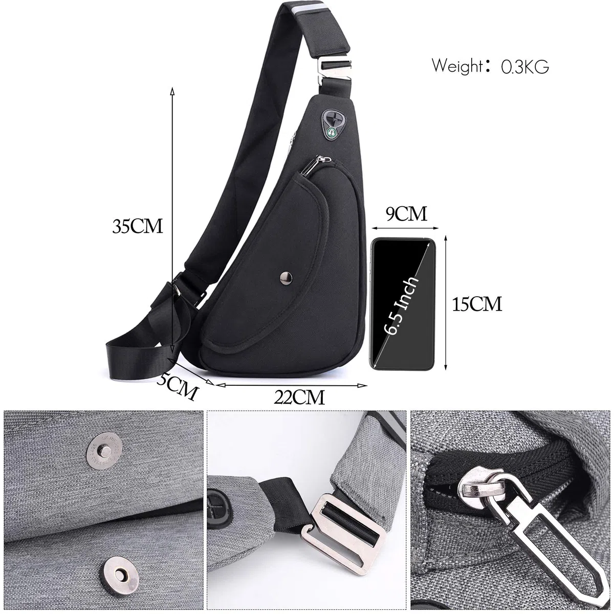 FANDARE Ultraligero Bolsos Cruzados Bandoleras Hombre Bolsa de Pecho Niño Sling Bag para Deportiva Viaje Ciclismo Hiking Camping Aptitud Casual Daypacks