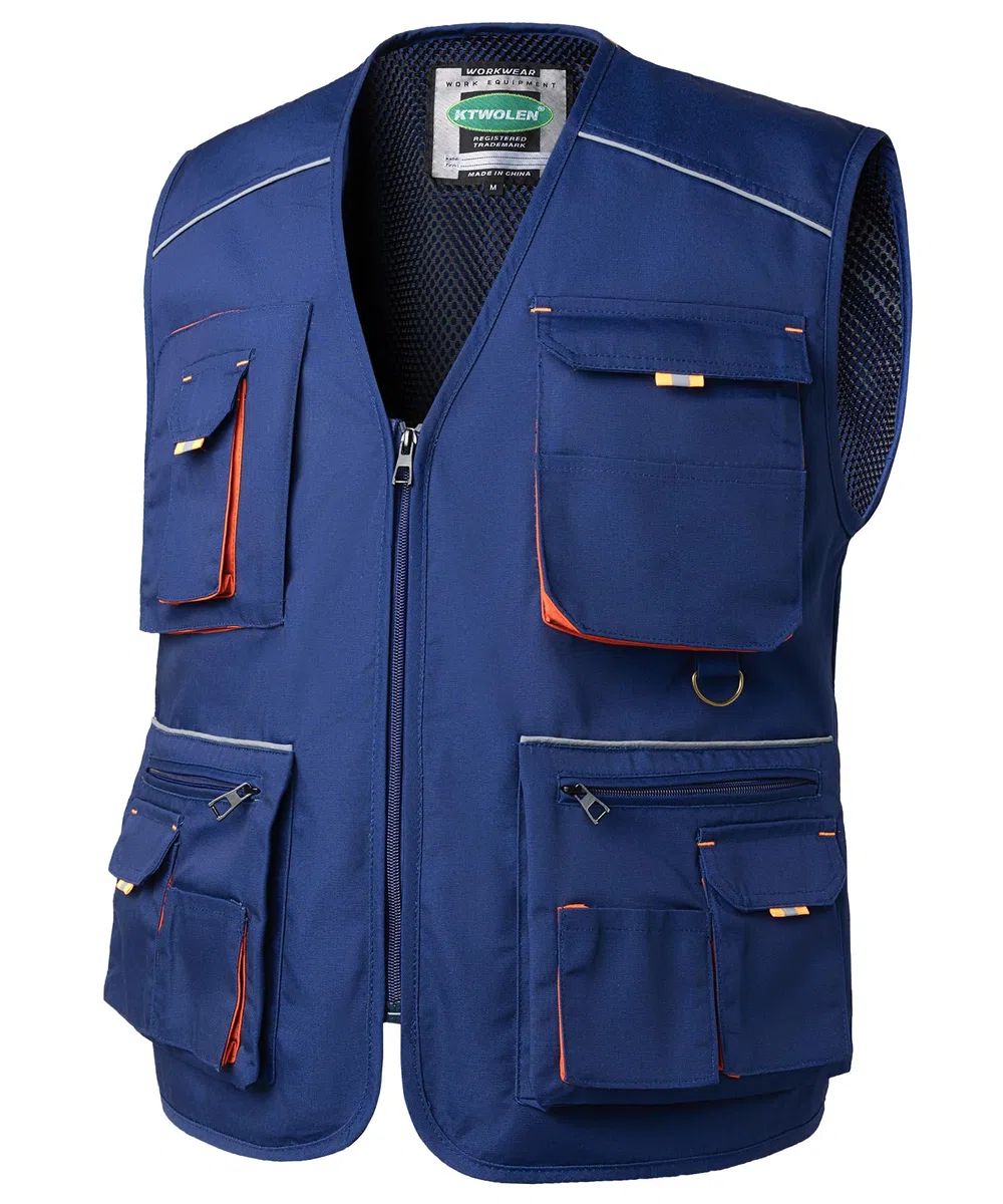 Chaleco de Trabajo para Hombre Verano Chaleco Multibolsillos Chaqueta Sin Mangas de Trabajo para Carpintero