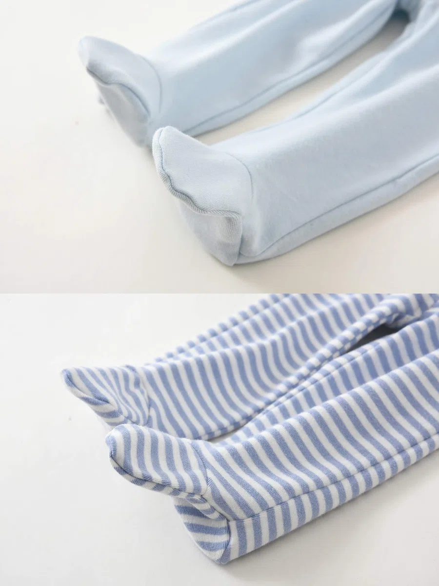BINIDUCKLING Pantalones de bebé de cintura alta con pie para niños y niñas, de algodón, pantalones de bombeo con pie, 3 unidades